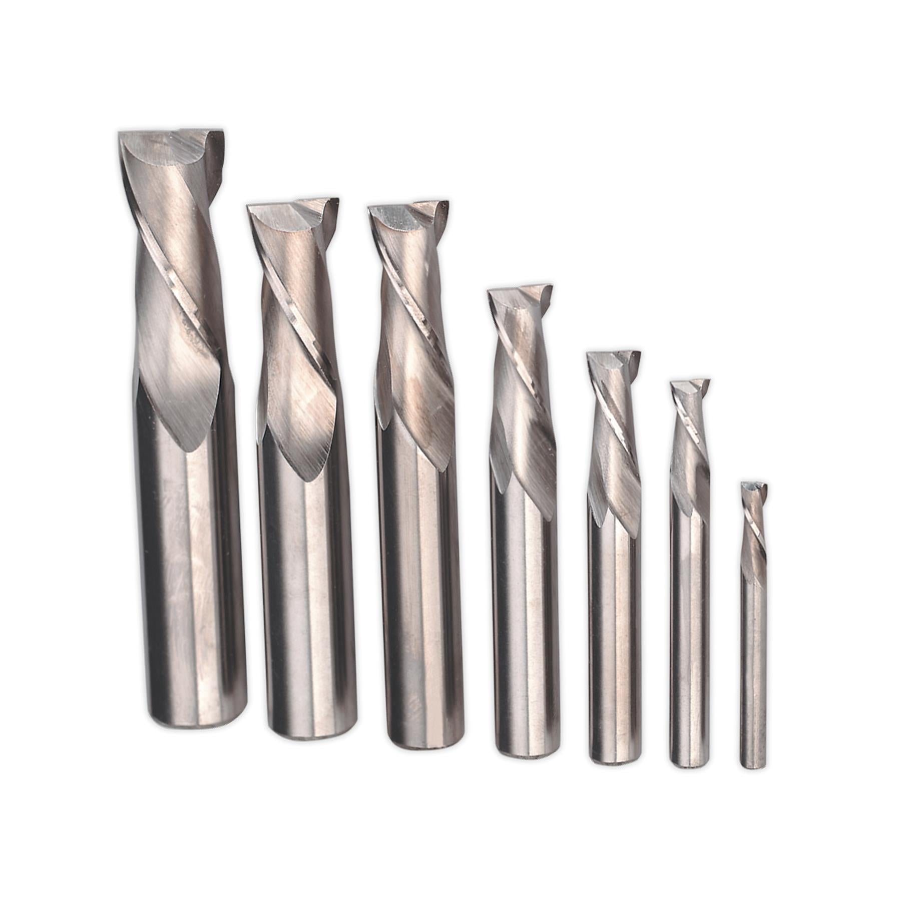 Sealey HSS End Mill Set 4-16mm 2 Flute Comprehensive Range Of High Quality