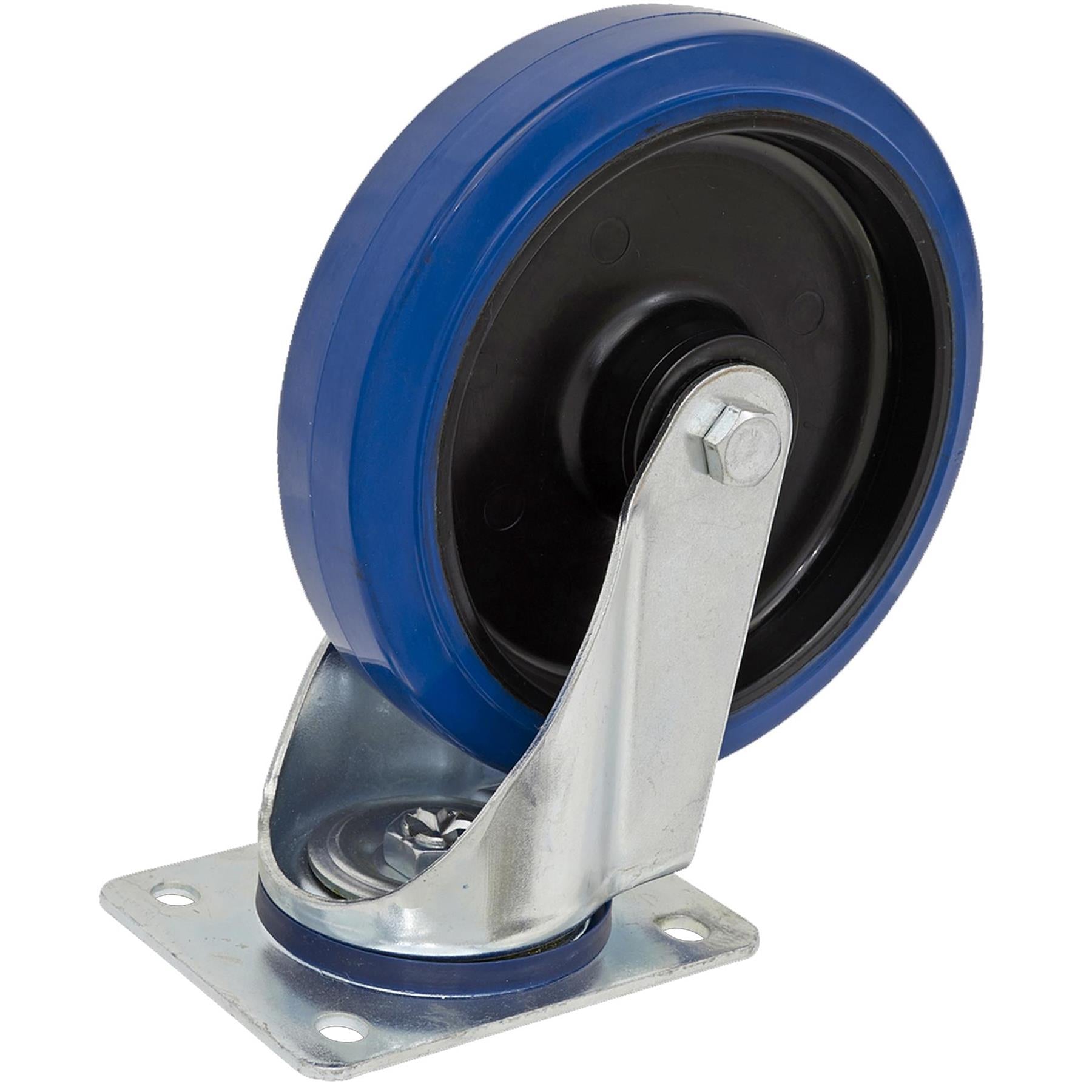 Sealey Heavy-Duty Blue Elastic Rubber Swivel Castor Wheel 125mm