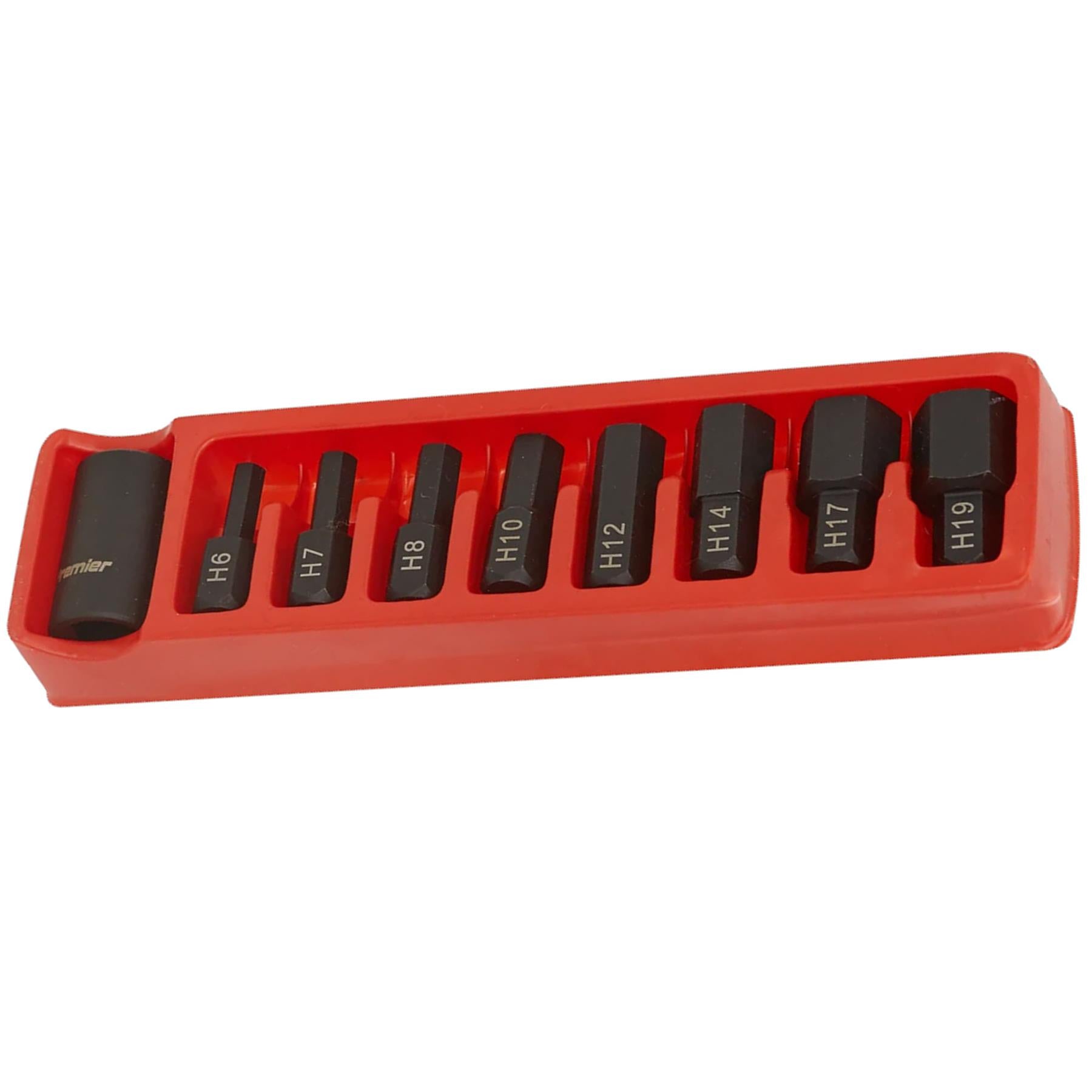 Sealey Impact Hex Bit & Holder Set 9pc 1/2"Sq Drive
