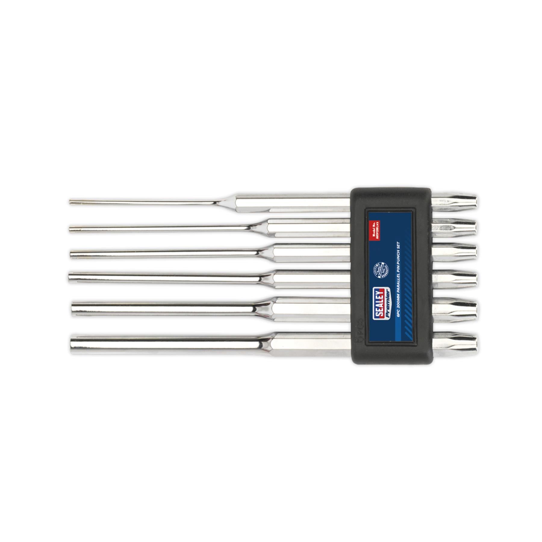 Sealey Parallel Pin Punch Set 6pc 200mm Chrome Vanadium Steel