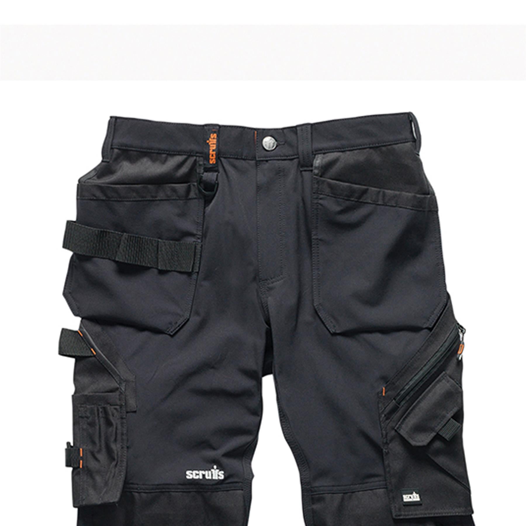 Scruffs Black Flex Work Flexible Slim Fit Trousers - Pro Flex / Plus / Holster 36R