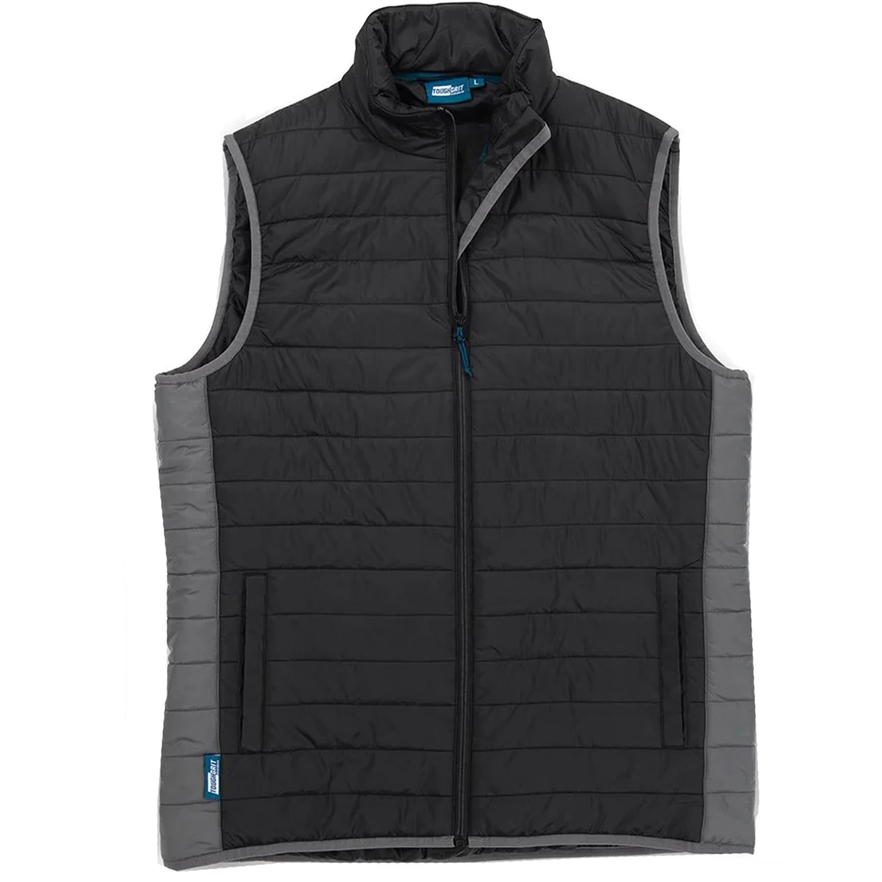 Tough Grit Mens 2-tone Body Warmer Gilet Warm Padded Black/Charcoal S