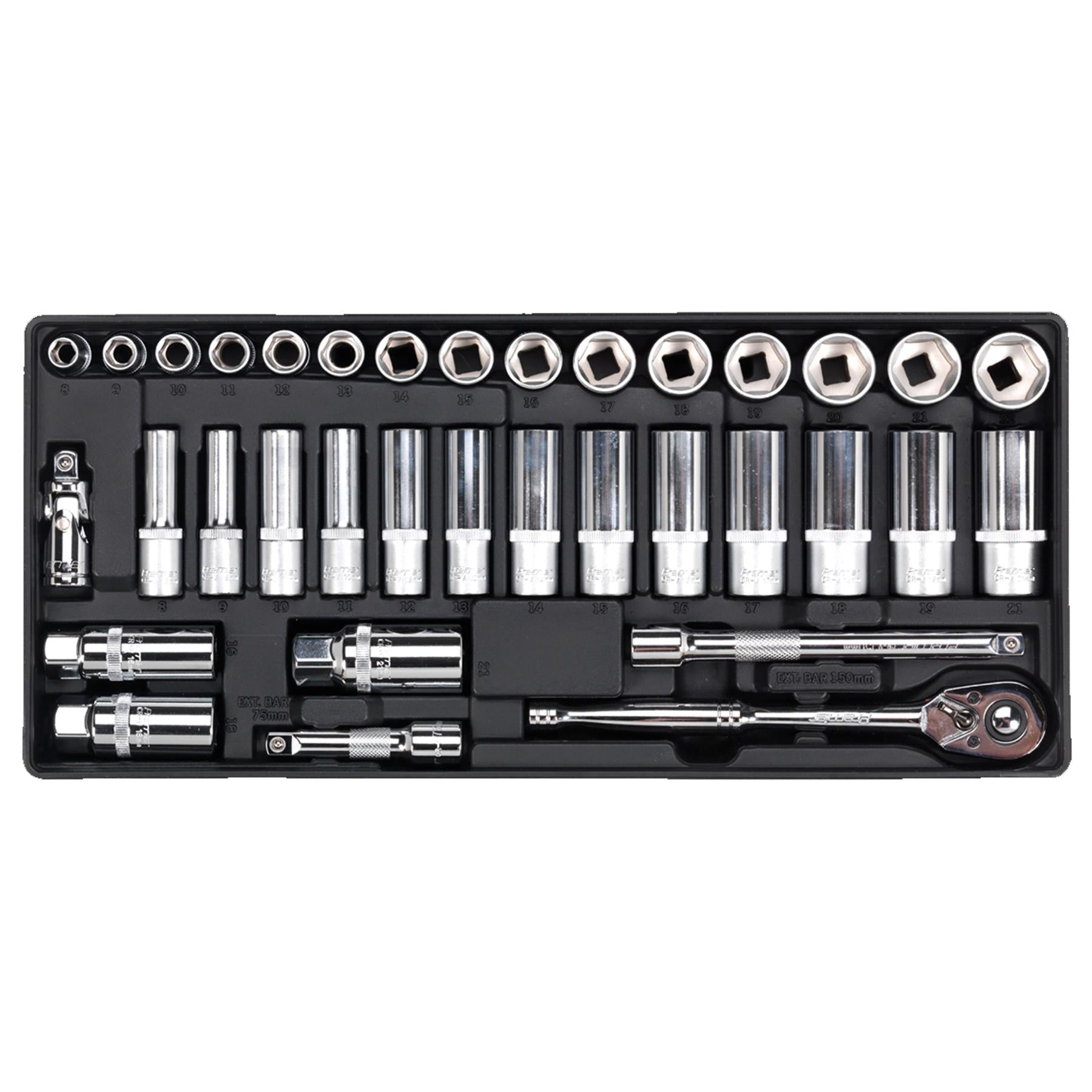 Sealey Tool Tray with Socket Set 35pc 3/8"Sq Drive