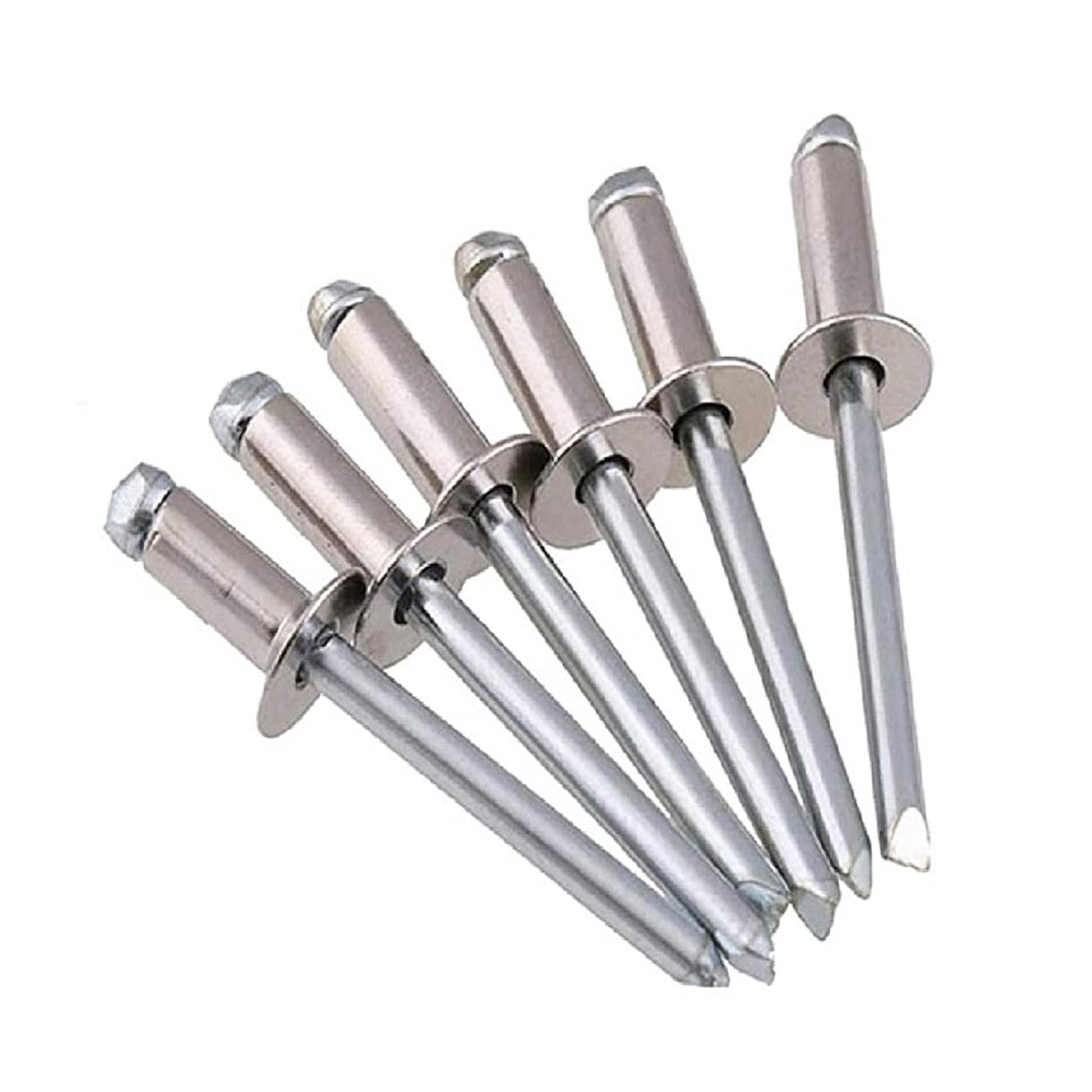 100 Pce 4mm X 10mm Large Flange Aluminium Pop Rivets Blind Rivet BlueSpot