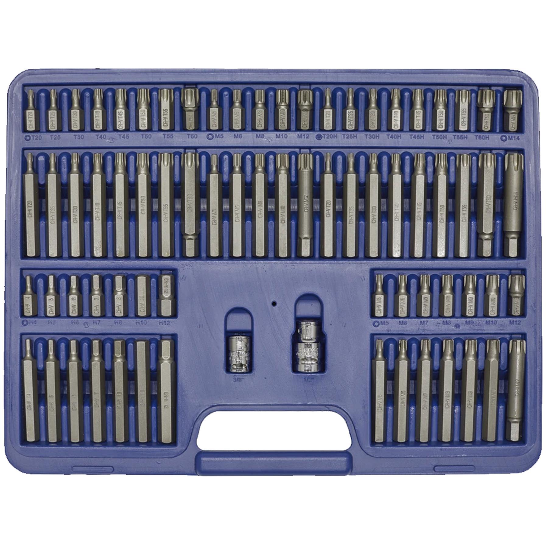 Sealey TRX-Star/Sec TRX-Star/Hex/Ribe/Spline Bit Set 74pc 1/2&3/8"