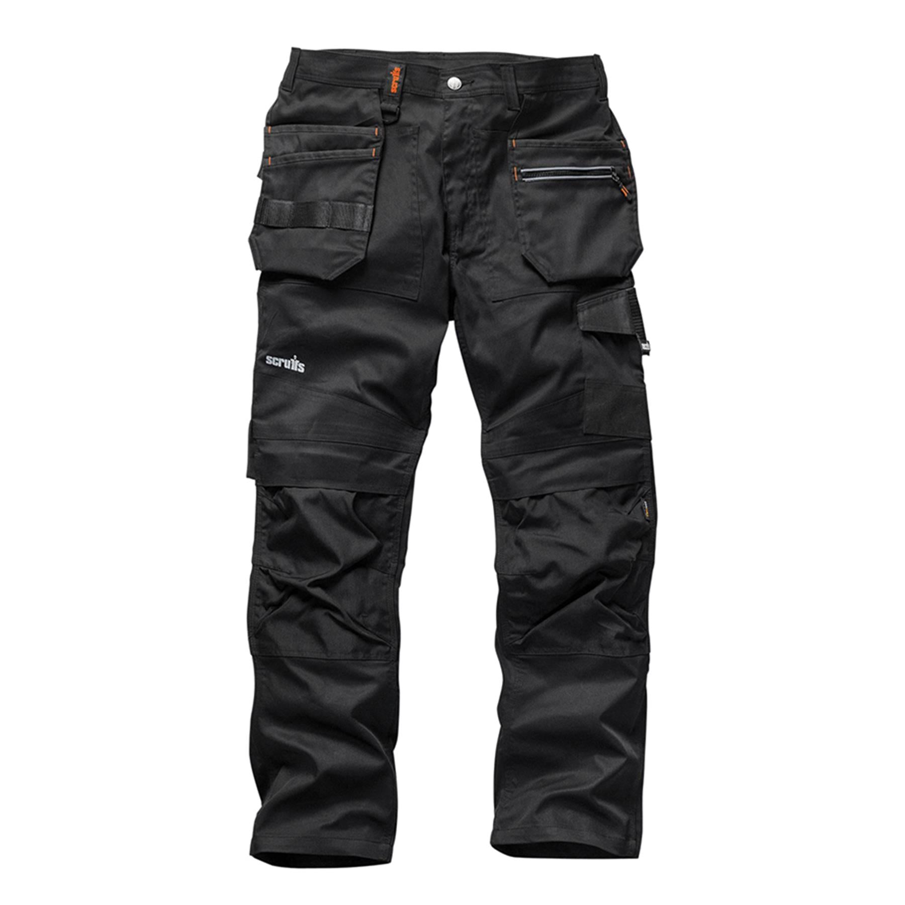 Scruffs Trade Flex Slim Fit Work Trousers Black 32 Regular Men's Stretchable Flexible New
