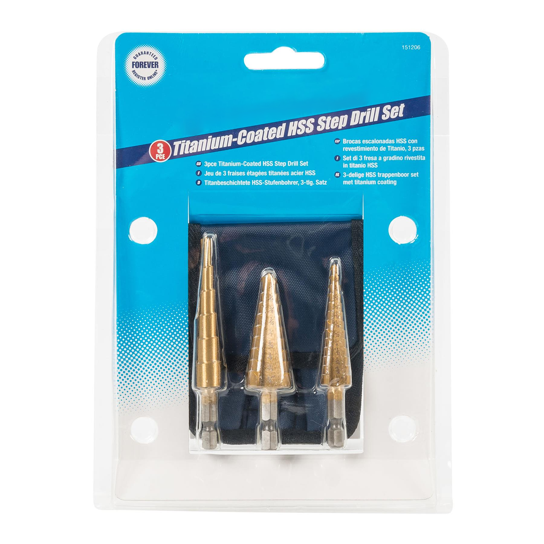 3Pce Titanium-Coated Hss Step Drill Bits Set - DIY Tools With Storage Wallet