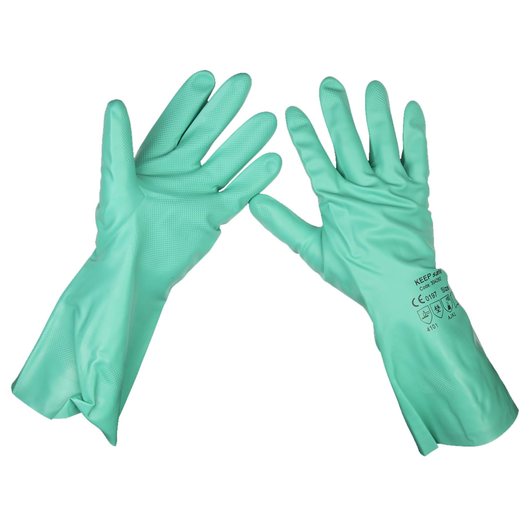 Sealey Nitrile Gauntlets for use with Thinners 355mm Cuffed Pair