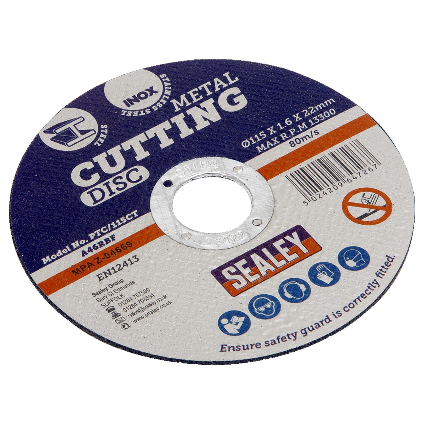 Sealey Cutting Disc 115 x 1.6mm 22mm Bore PTC/115CT