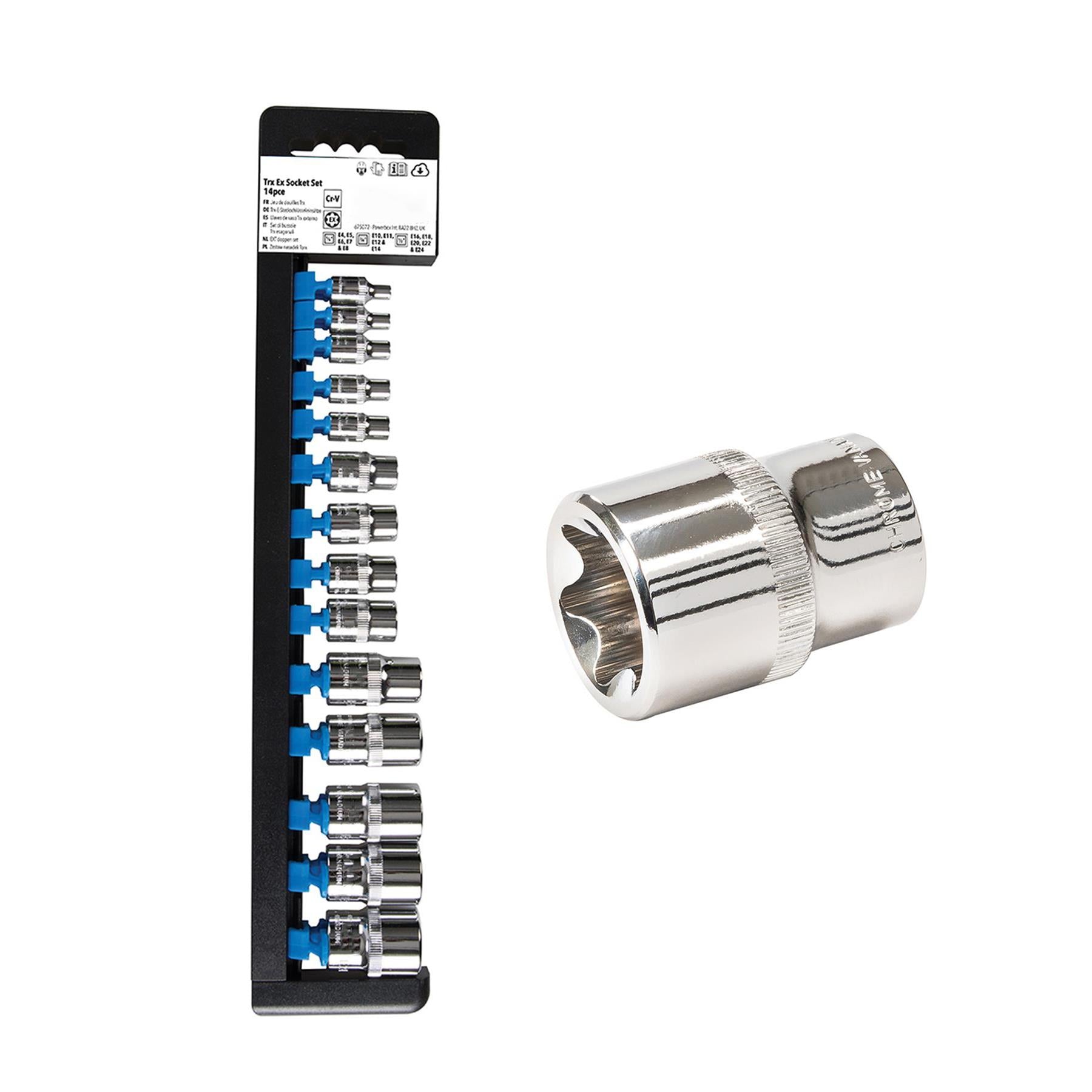 E Torx Socket Set E22 E20 E18 E16 E14 E12 E11 E10 Etc. Polished Chrome