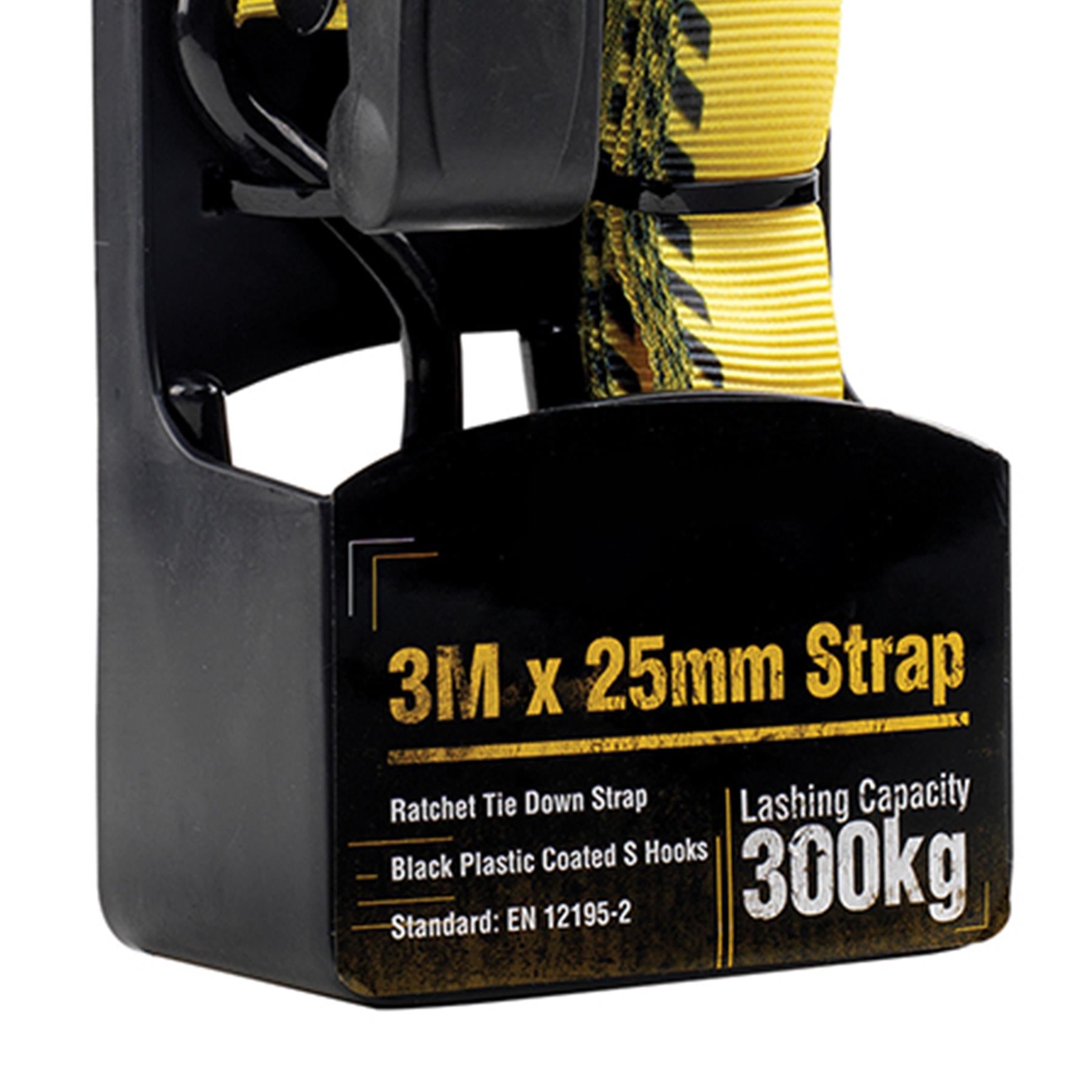 Van Vault Ratchet Strap 3m x 25mm Black Metal Clasp