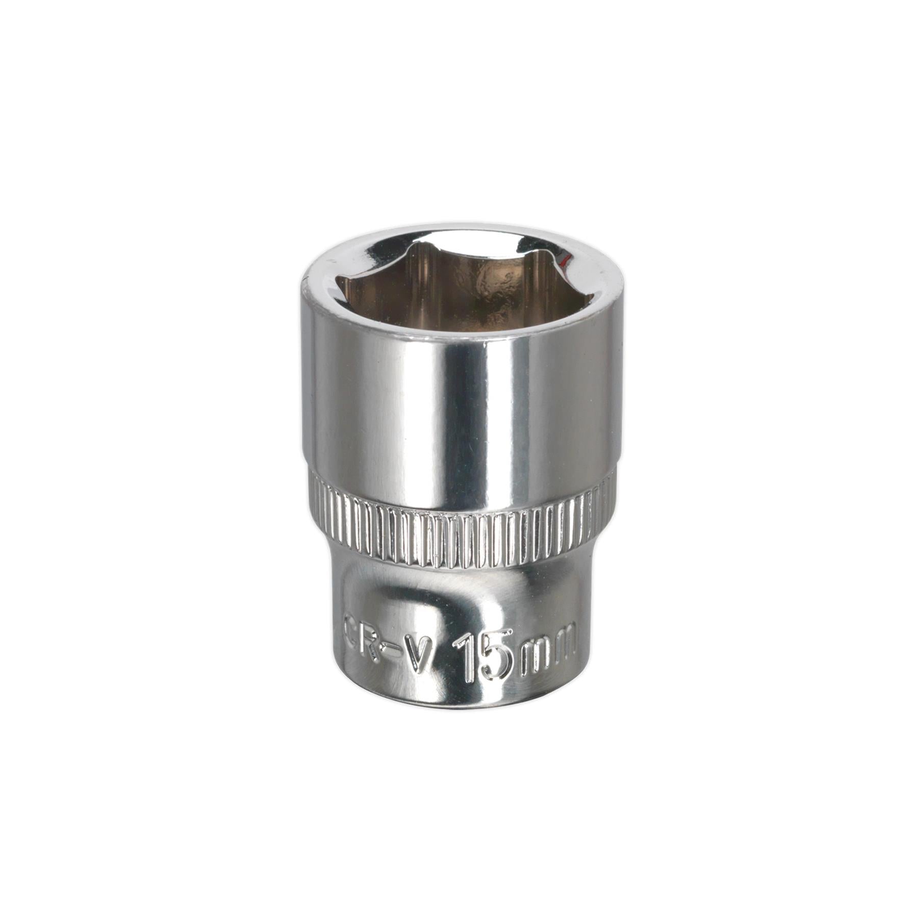 Sealey WallDrive Socket 15mm 3/8"Sq Drive Fully Polished