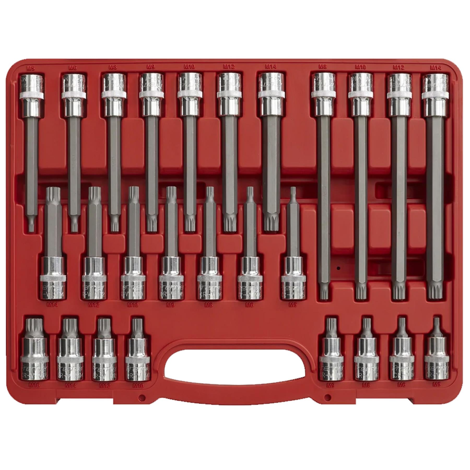 Sealey Spline Socket Bit Set 26pc 1/2"Sq Drive