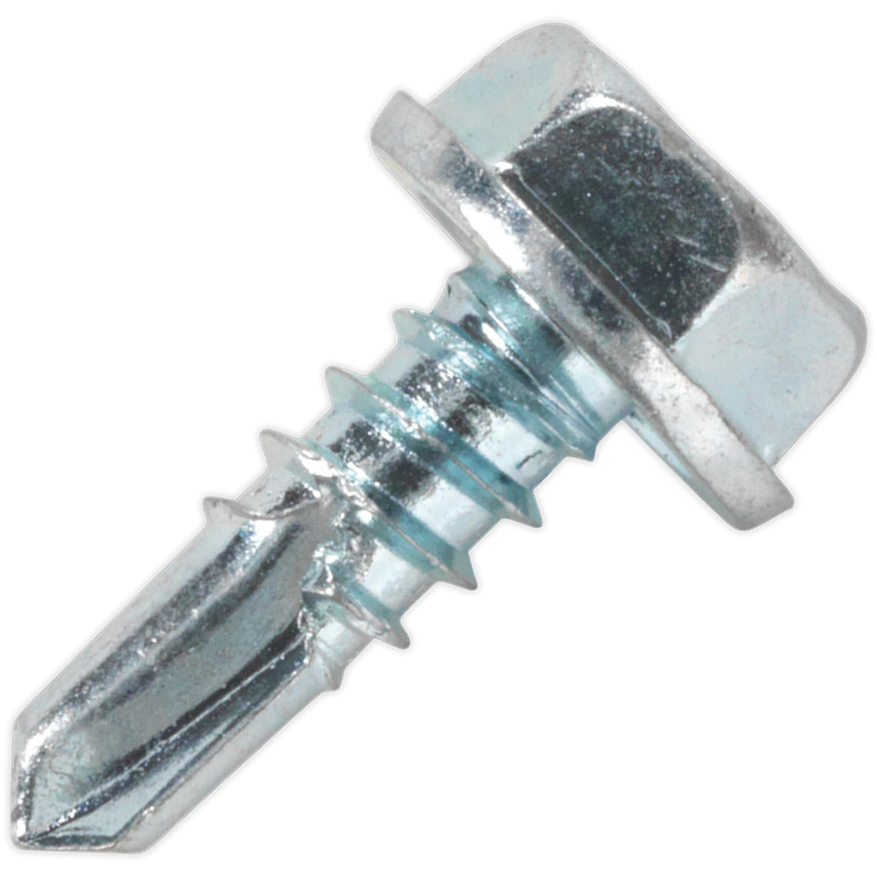Sealey Self Drilling Screw 4.8 x 13mm Hex Head Zinc Pack of 100