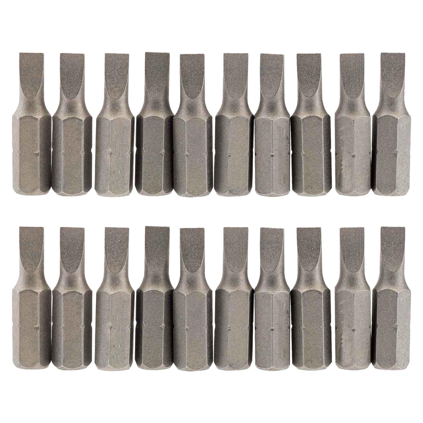 Slotted Screwdriver Bits 6mm CRV Chrome Vanadium Steel 1/4" Hex Drive 20Pcs