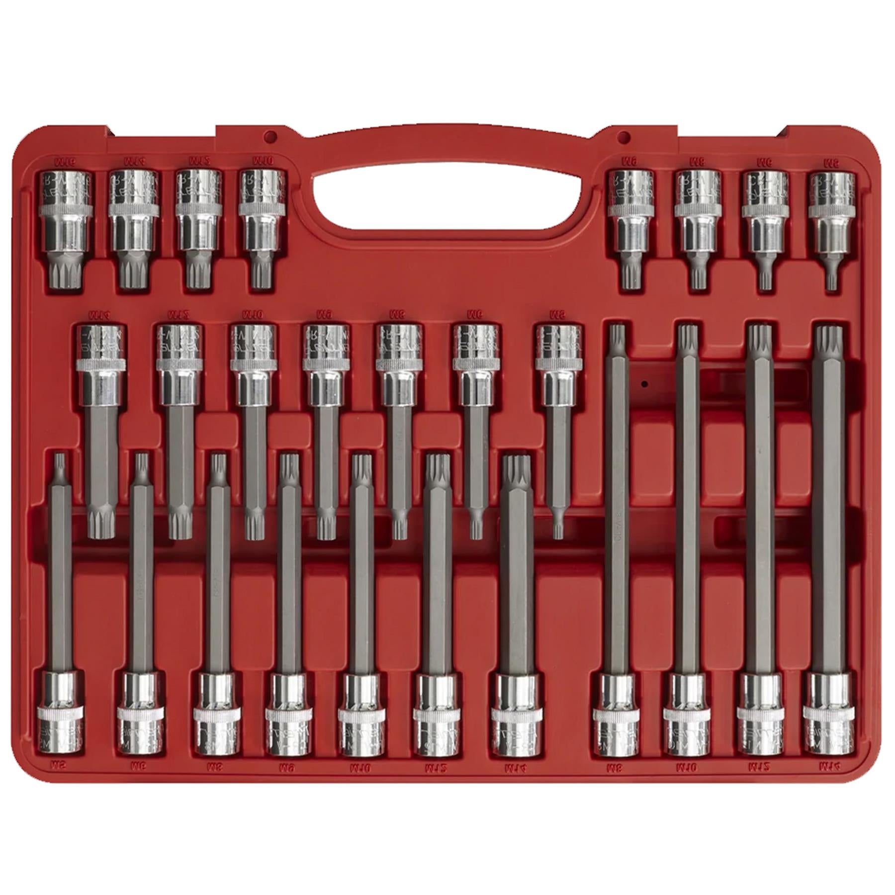 Sealey Spline Socket Bit Set 26pc 1/2"Sq Drive