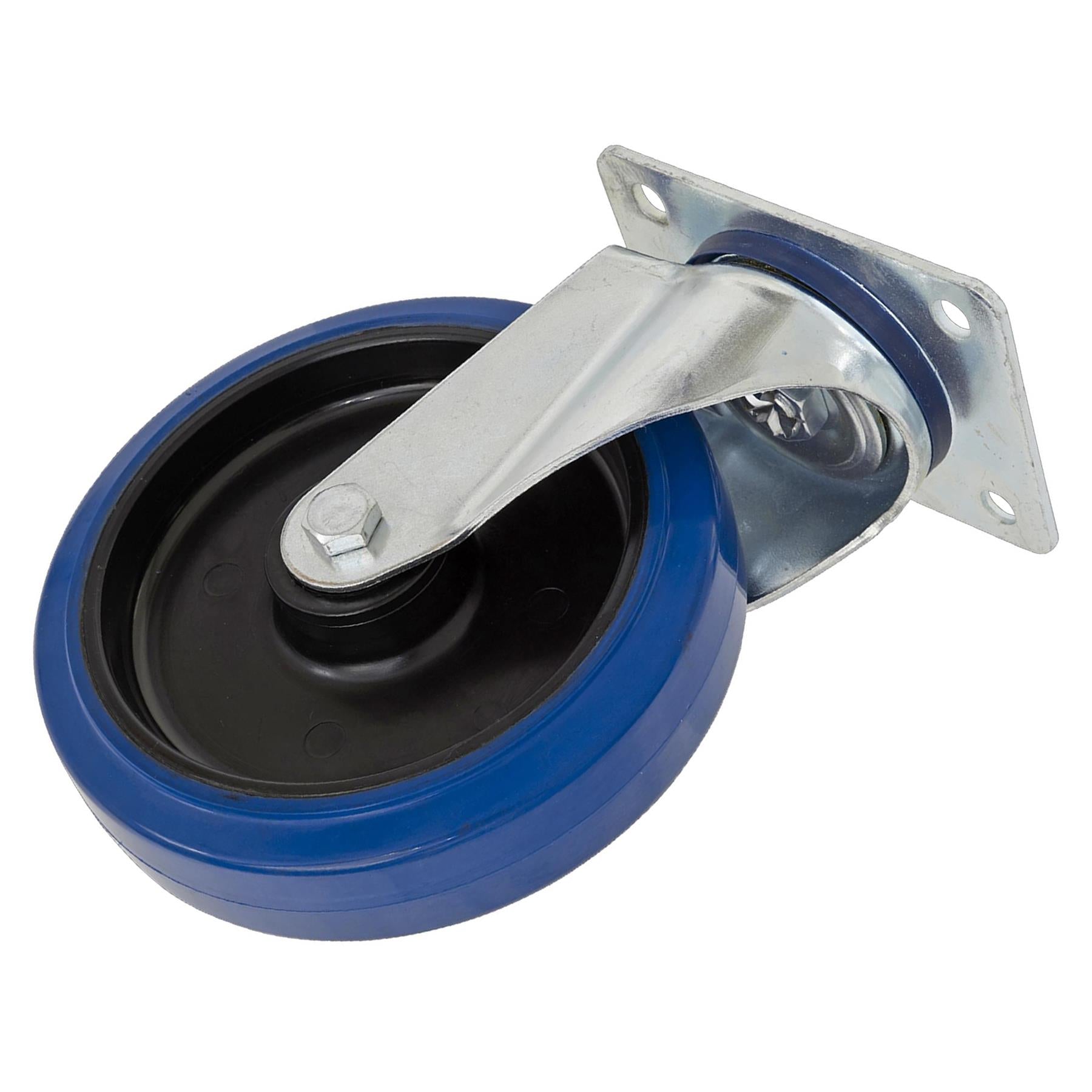Sealey Heavy-Duty Blue Elastic Rubber Castor Wheel Swivel 200mm