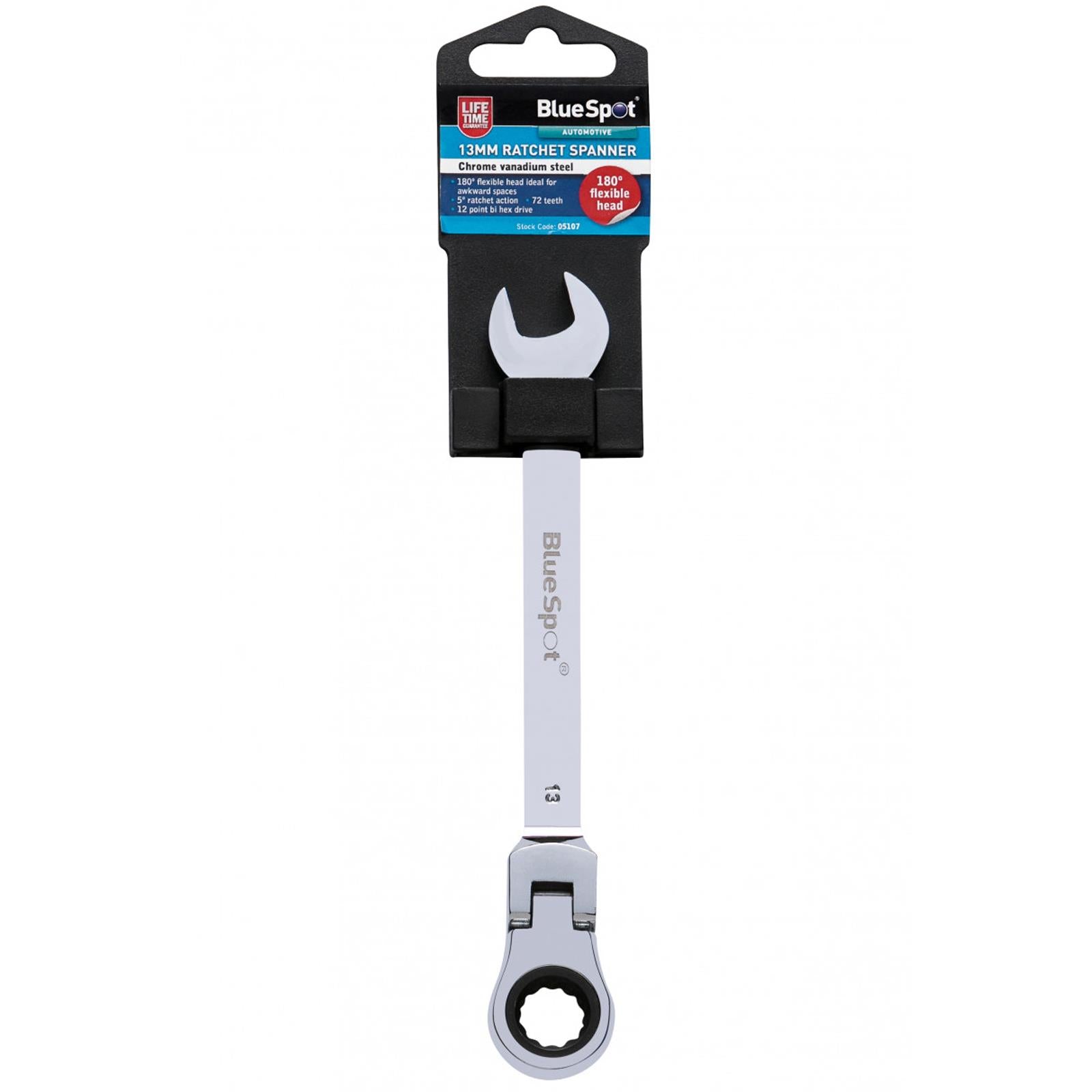 BlueSpot Ratchet Spanner Combination Flexible Head Wrench Metric 13mm