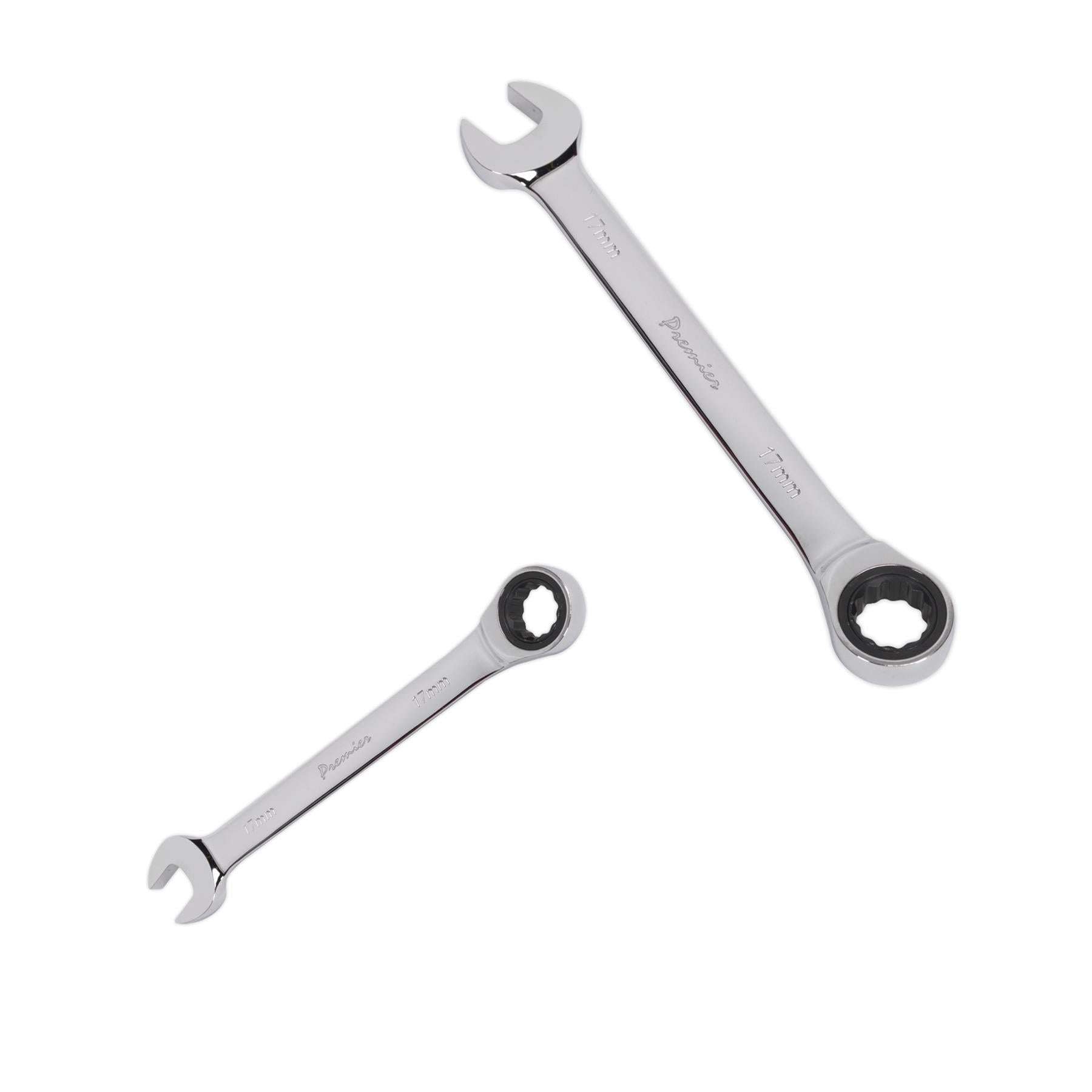 Sealey Ratchet Combination Spanner 17mm Chrome Vanadium Steel