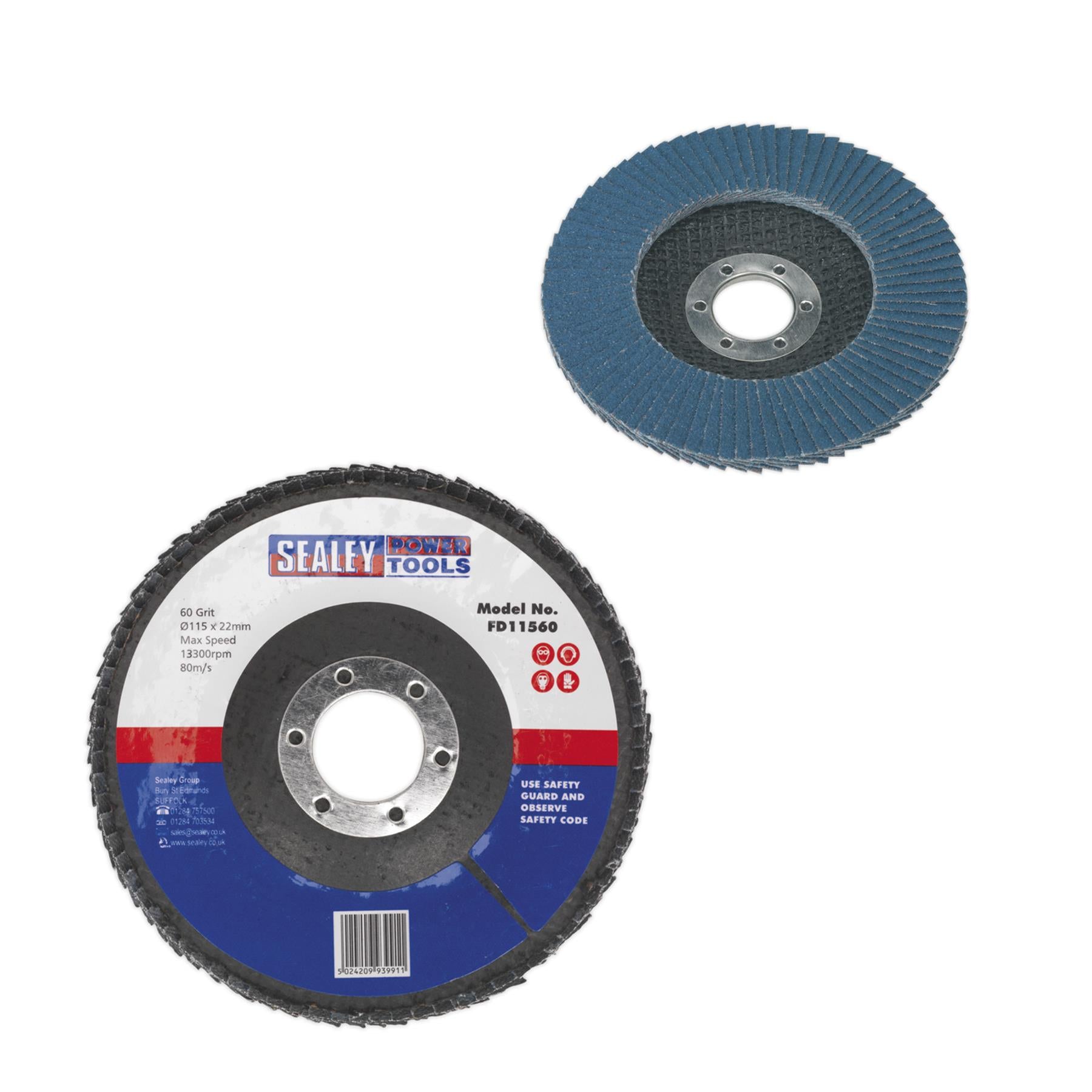 Sealey Flap Disc Zirconium 115mm Ø22mm Bore 60Grit