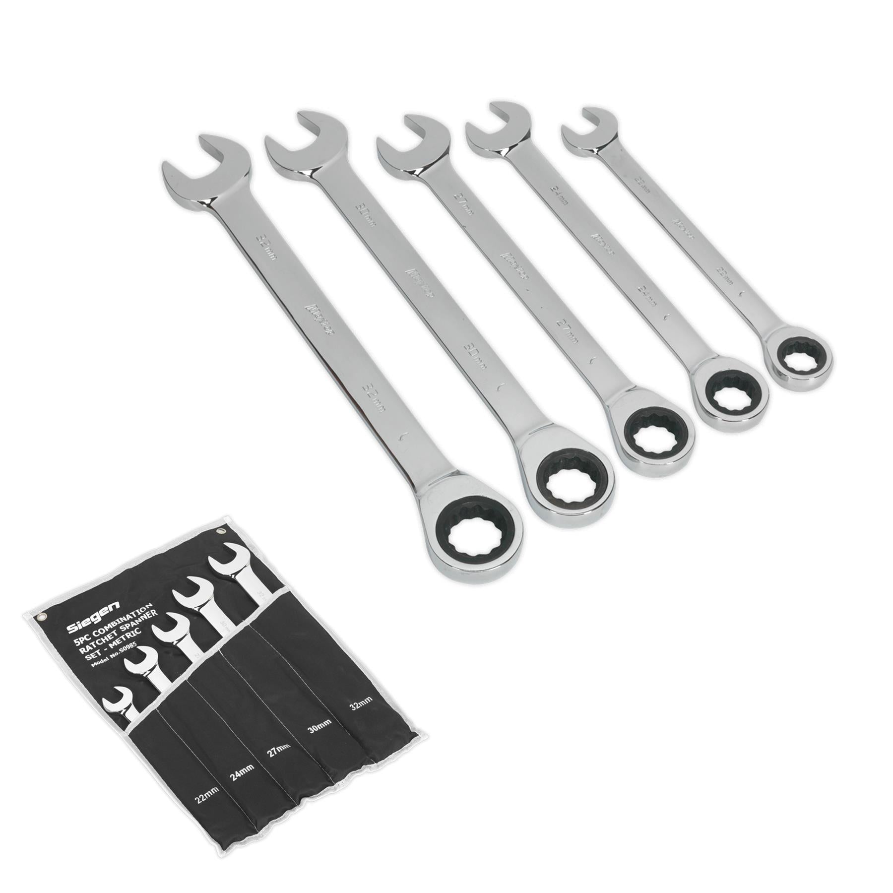 Sealey Combination Ratchet Spanner Set 5pc Metric