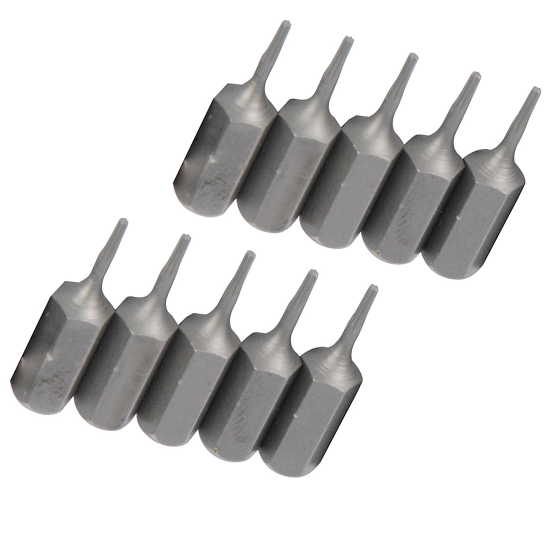 10 PACK- T4 TRX/TORX Star Chrome Vanadium Screwdriver Bits- ¼” Hex Steel Shank