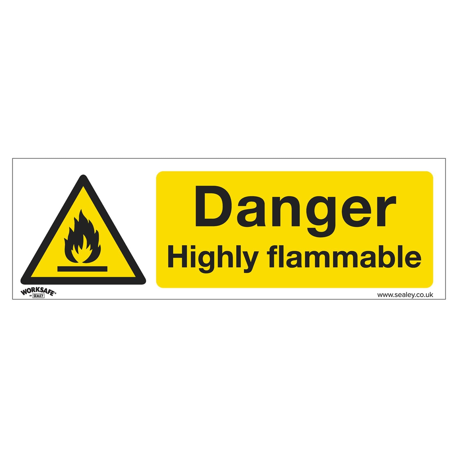 Sealey Safety Sign - Danger Highly Flam. -Self-Adhes. - Pk of 10