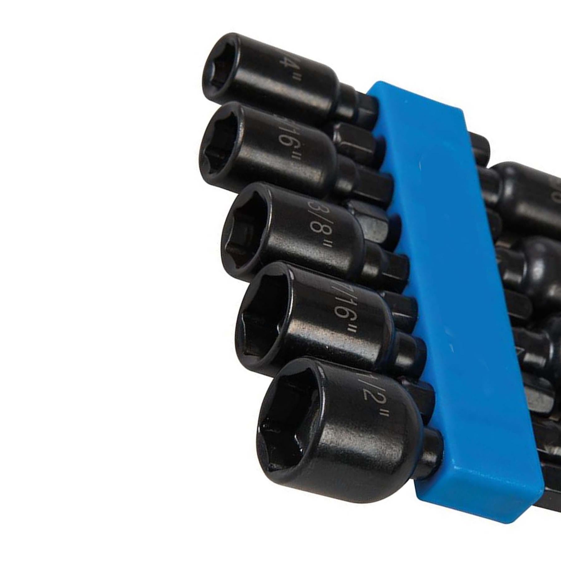 9Pc Hex Magnetic Nut Driver Set 1/4"-1/2" Imperial CR-V Power Drill Bits Drive Socket