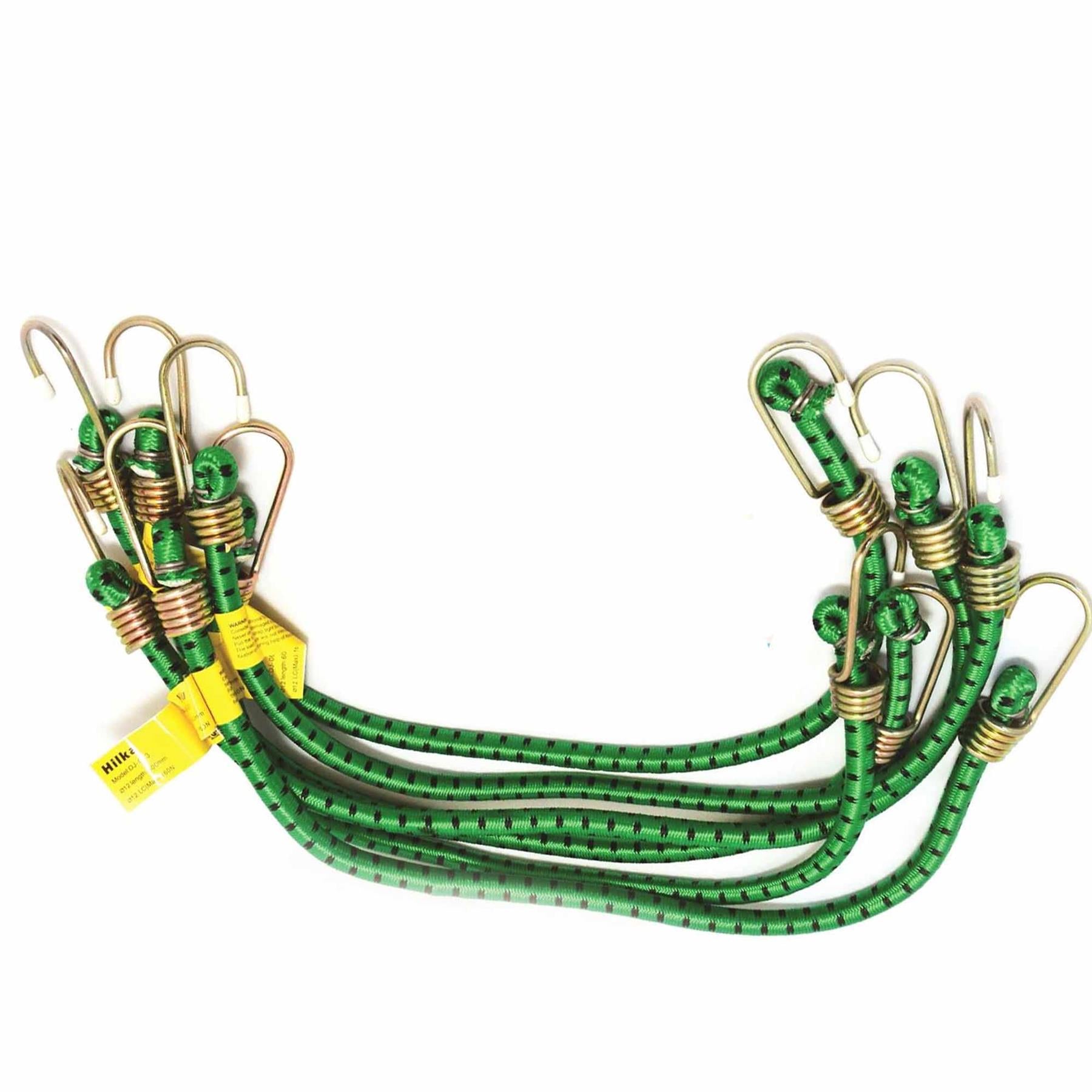 Heavy Duty 6 pce rubber & latex 24" (600mm) x 12mm metal hooks with rubber tip Bungee Straps