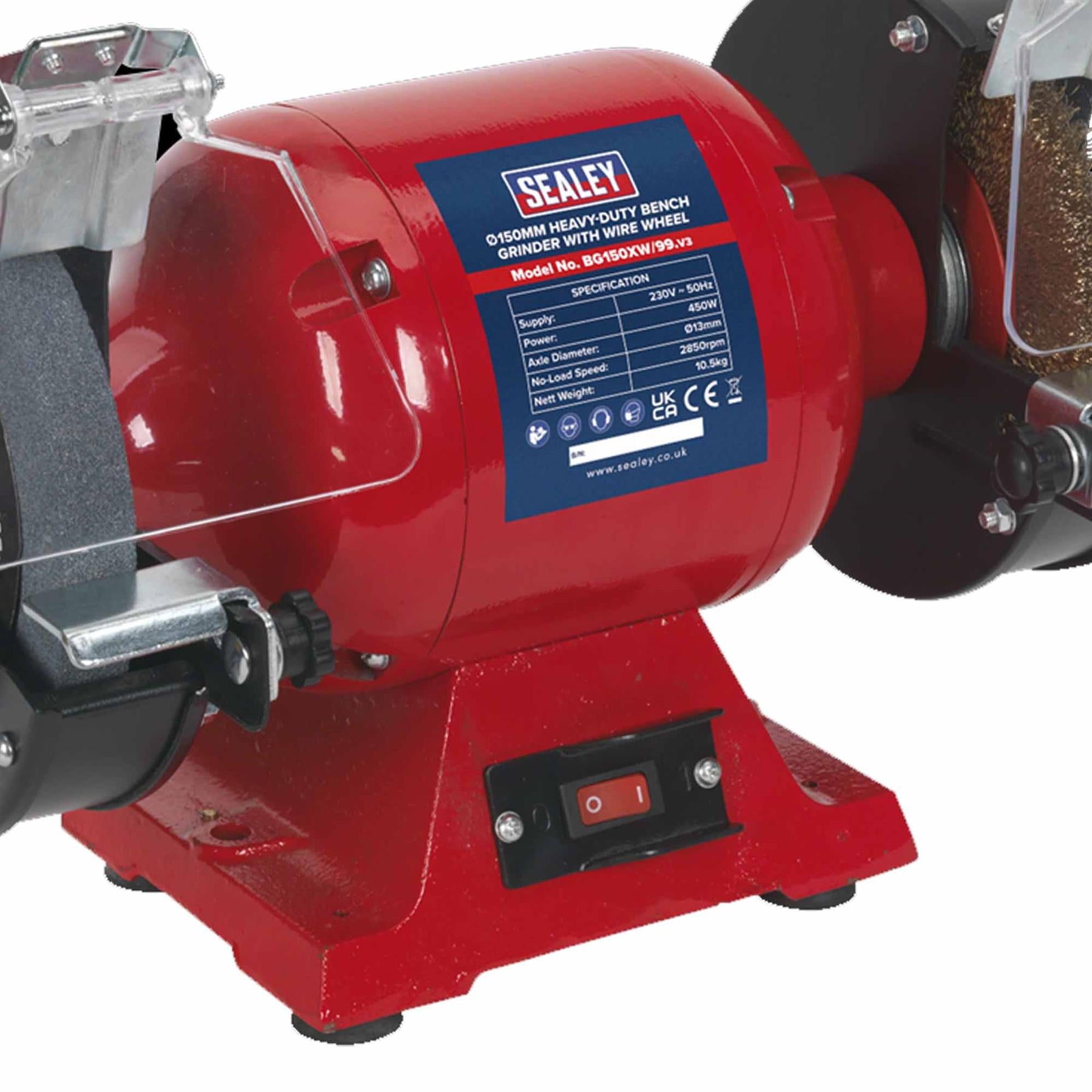 Sealey Bench Grinder Ø150mm with Wire Wheel 450W/230V Heavy-Duty
