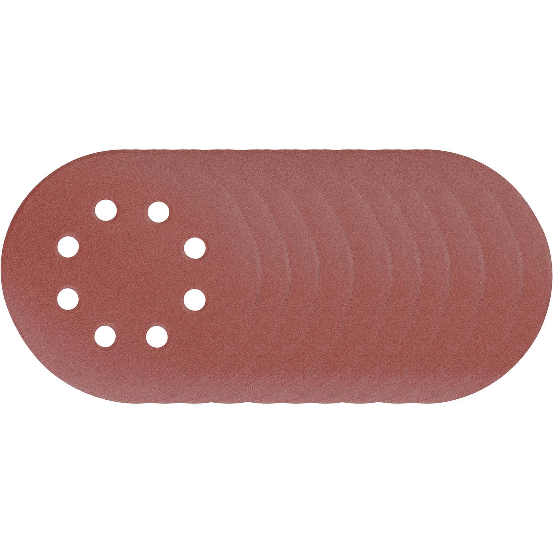 Punched Sanding Discs 125mm 10Pk Grit 40 Hook & Loop Aluminium Oxide DIY