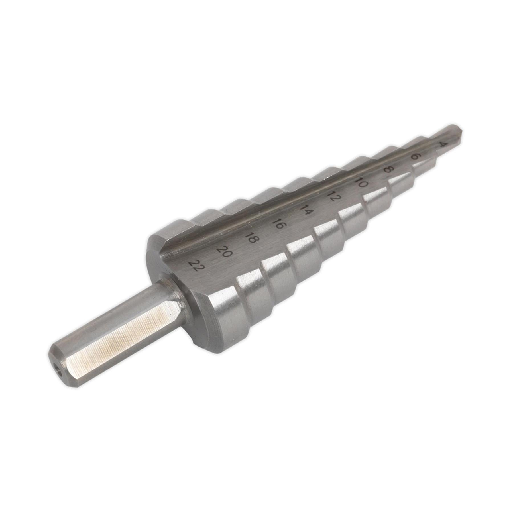 Sealey M2 Step Drill Bit HSS Cone Drill 4-22mm Double Flute Hole Metal Cutter