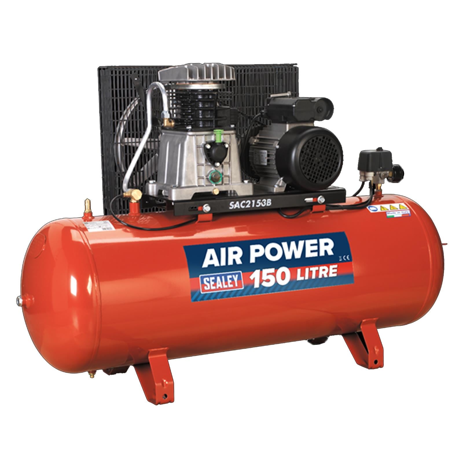 Sealey Compressor 150L Belt Drive 3hp with Cast Cylinders-SAC1153B