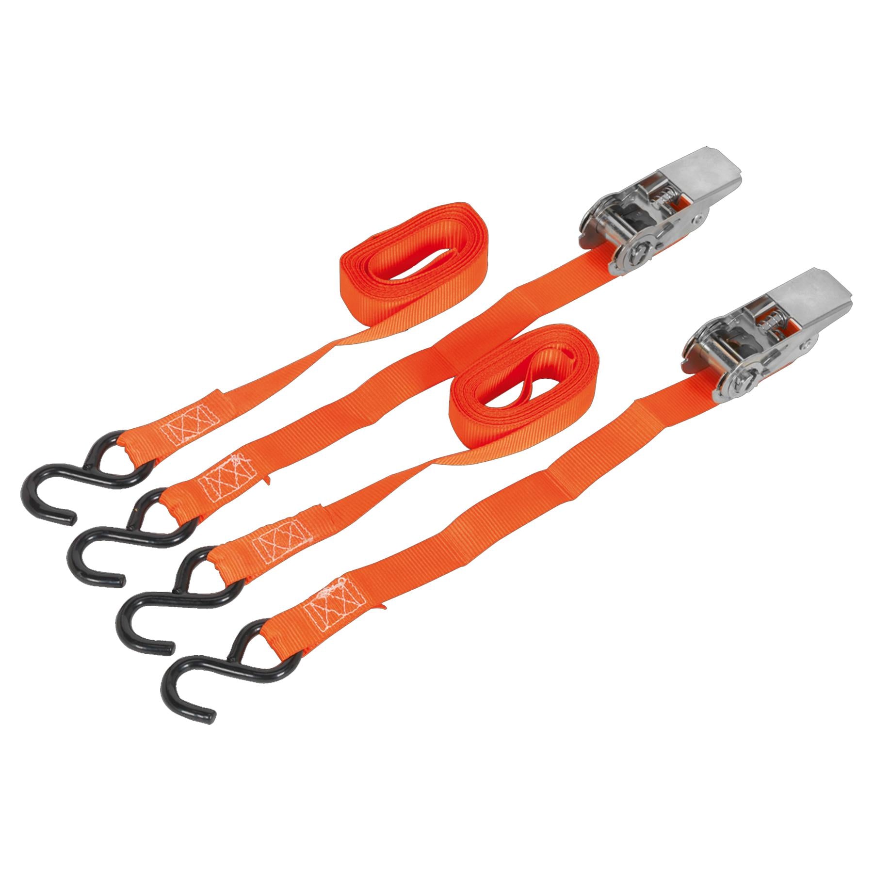 Sealey Ratchet Tie Down 25mm x 4m Poly Web 500kg Load Test - Pair