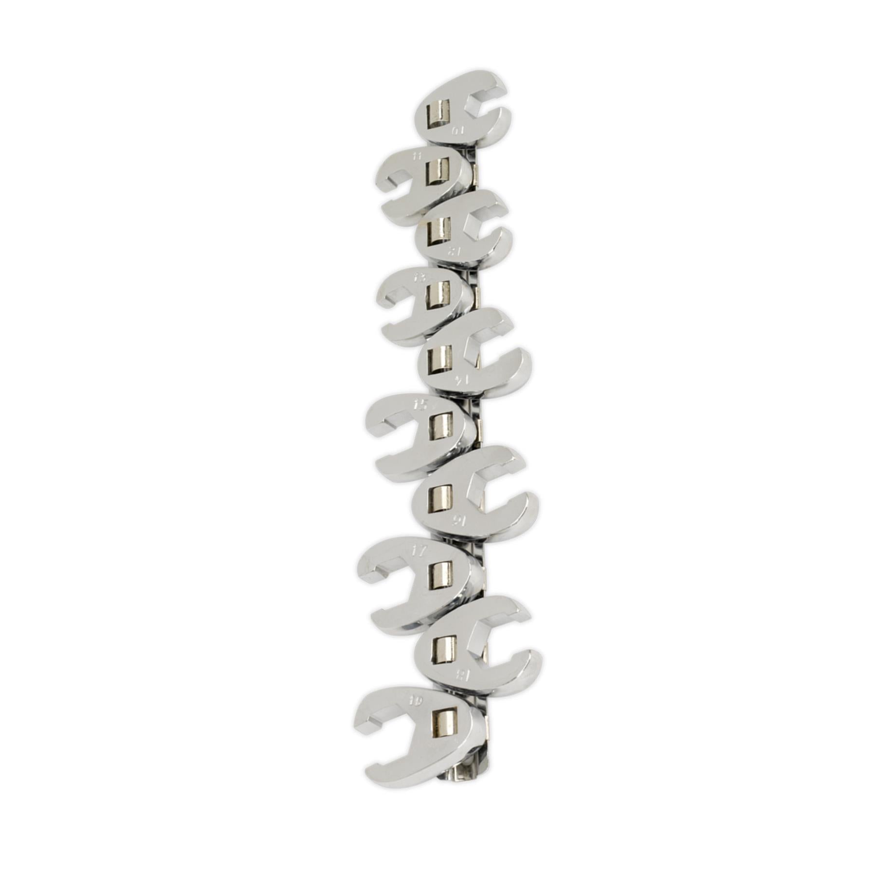 Sealey Crow's Foot Wrench Set 10pc Flare Nut 3/8"Sq Drive Metric