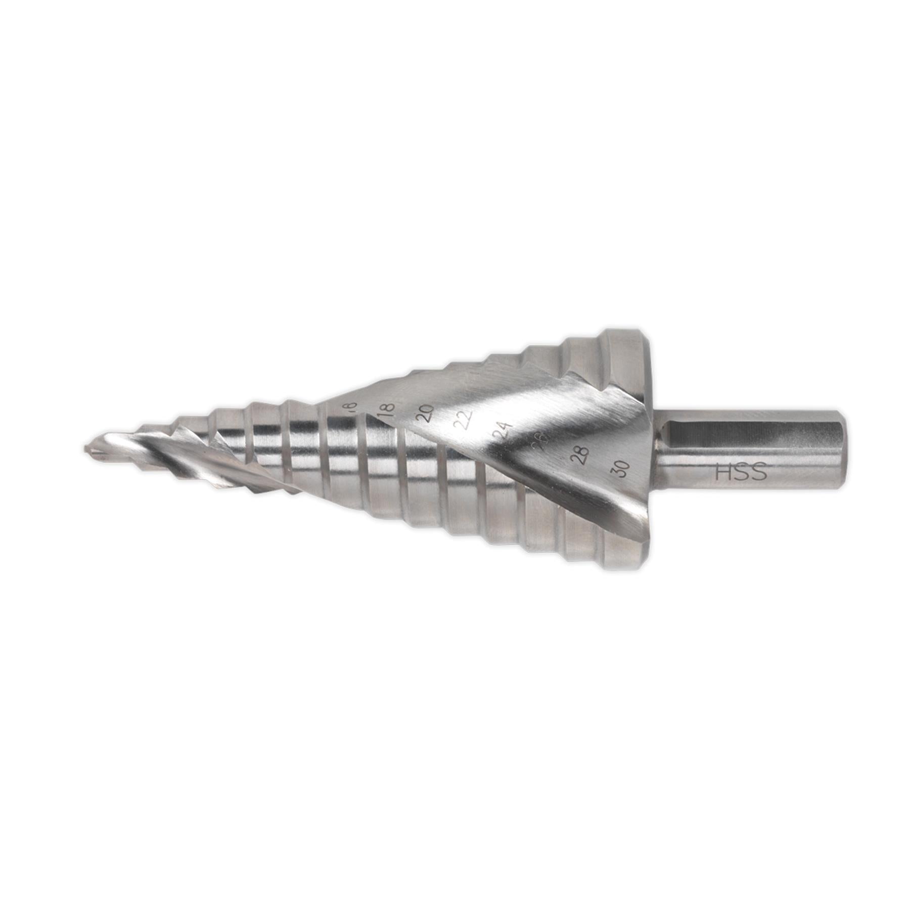 Sealey Step Drill Bit HSS 4341 Double Spiral Flute 4-30mm Hole Cutter AK4748