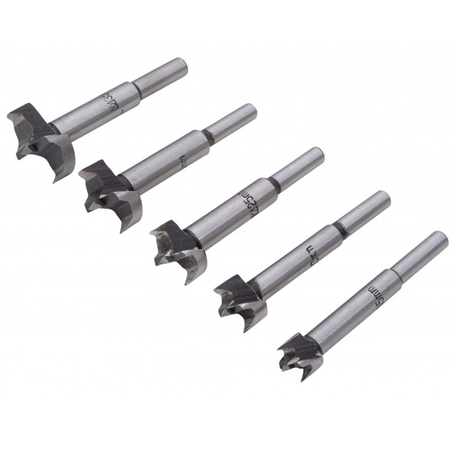 BlueSpot 5pc Forstner Bit Set Drill 15mm 20mm 25mm 30mm 35mm Wood Hole Precision