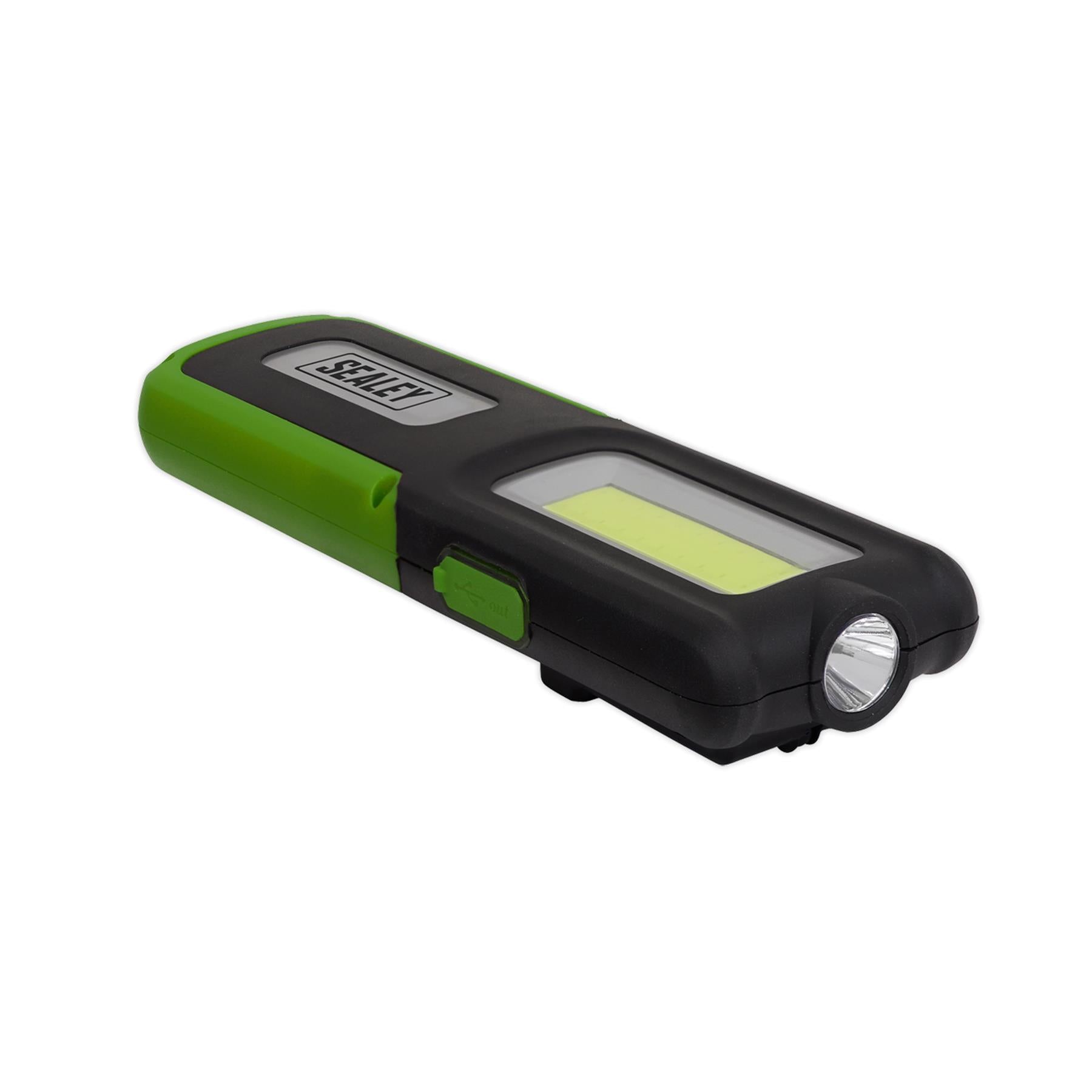 Sealey R/Charge Inspection Light 5W COB & 3W LED & Power Bank-Green