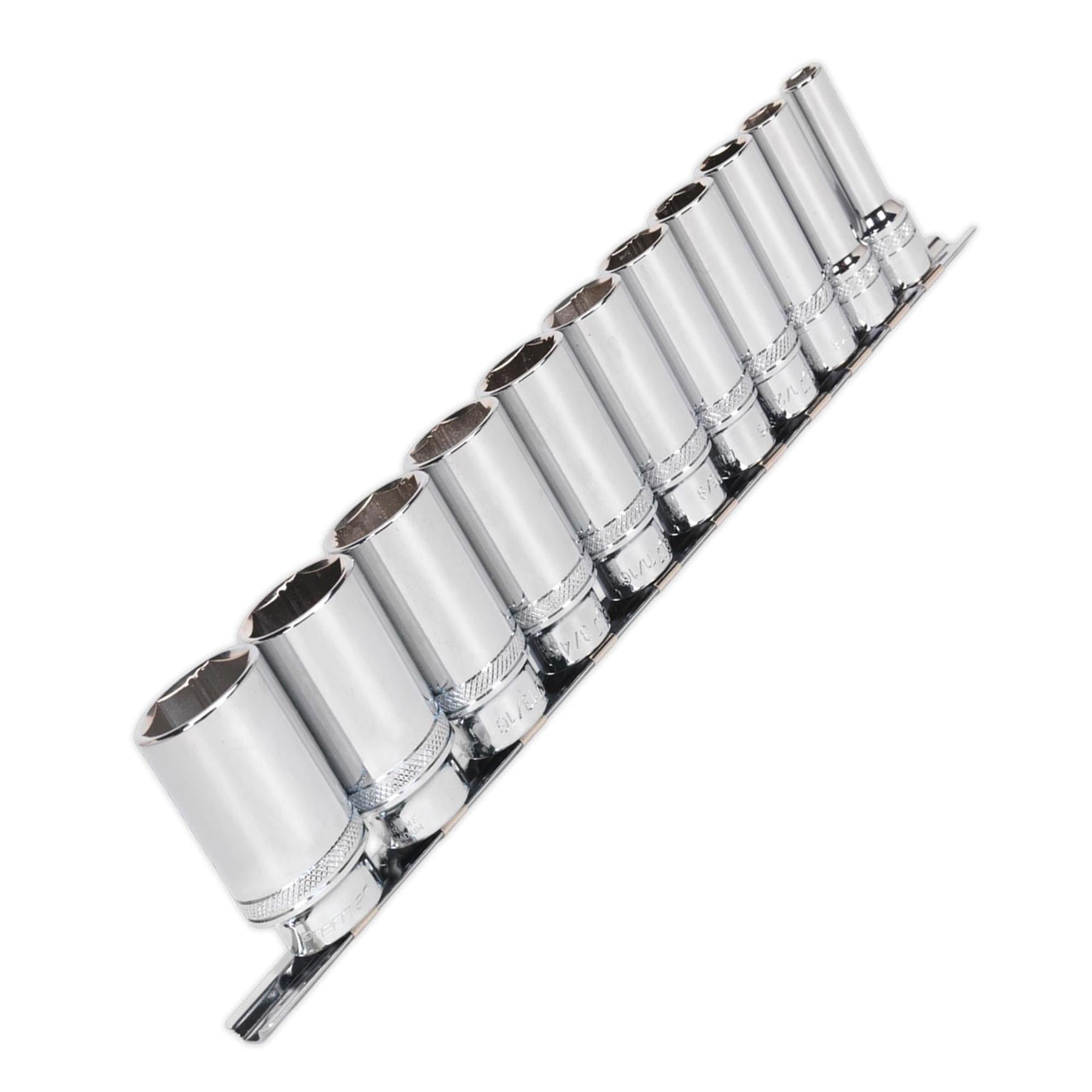 Sealey Socket Set 11pc 3/8"Sq Drive Deep Lock-On 6pt Imperial