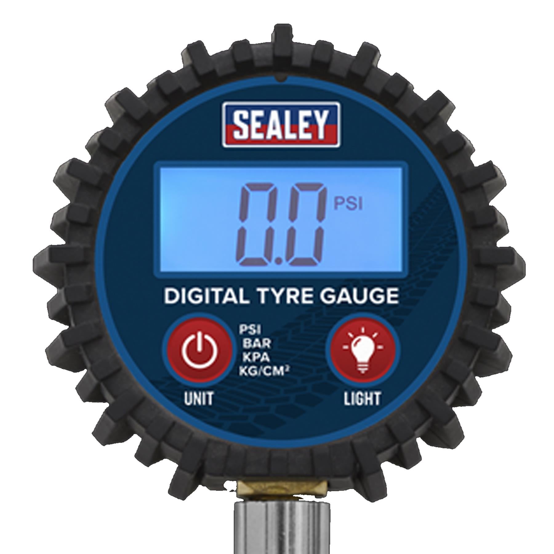 Sealey Digital Tyre Pressure Gauge with Twin Push-On Connector
