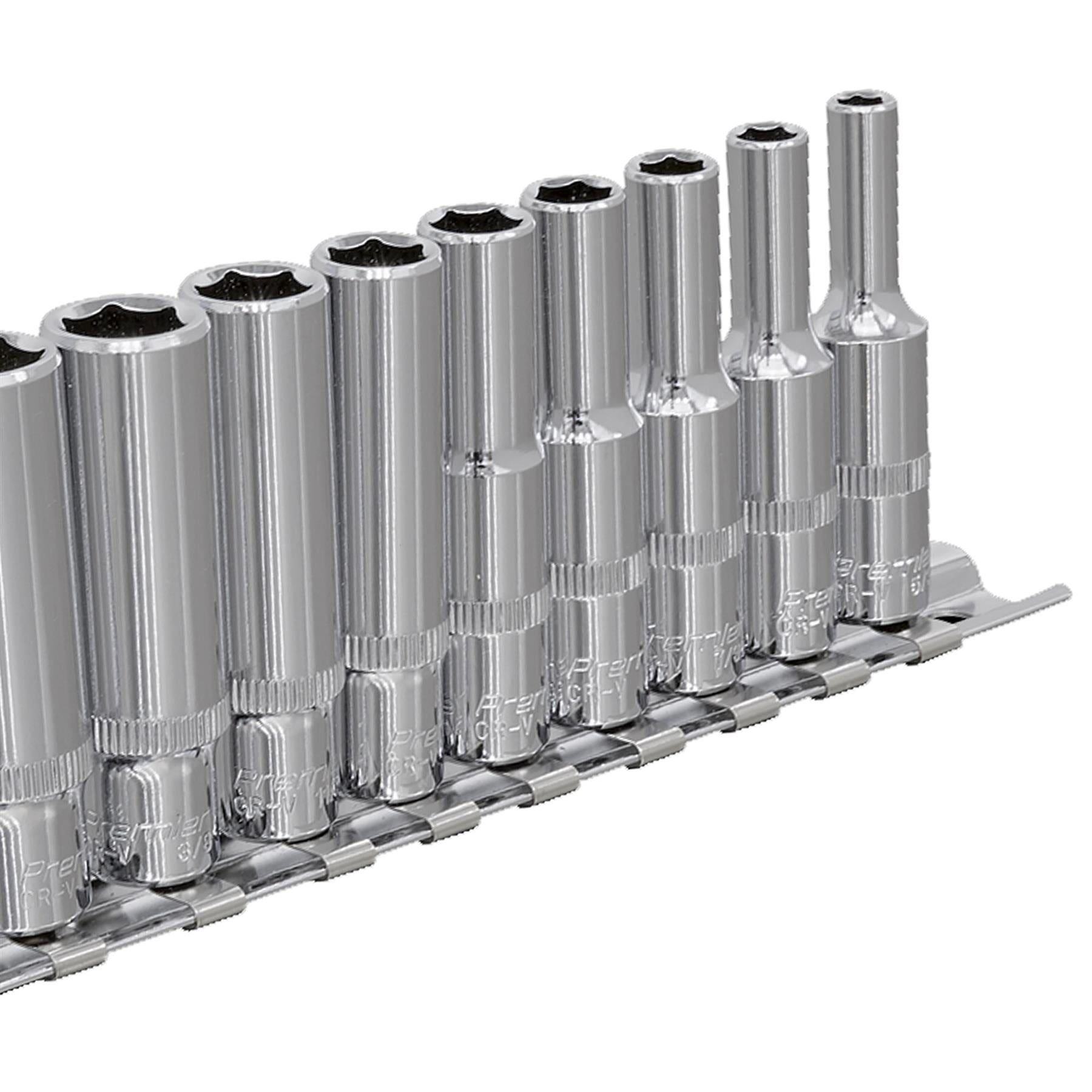 Sealey Socket Set 11pc 1/4"Sq Drive Deep WallDrive Imperial
