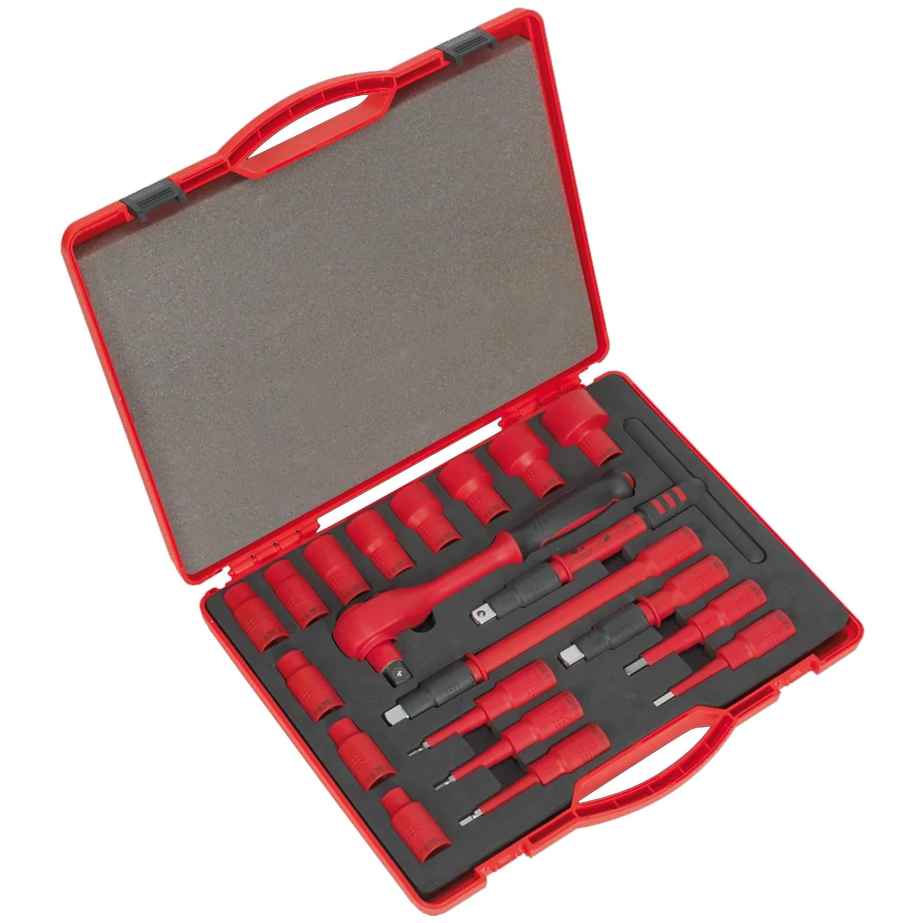 Sealey Insulated Socket Set 20pc 1/2"Sq Dr WallDrive VDE App.