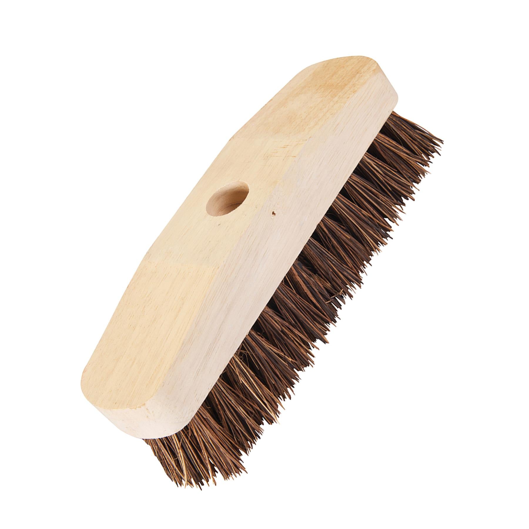 Deck Scrub Brush 228mm (9") Rubberwood With Stiff Bassine Bristles For Outdoor
