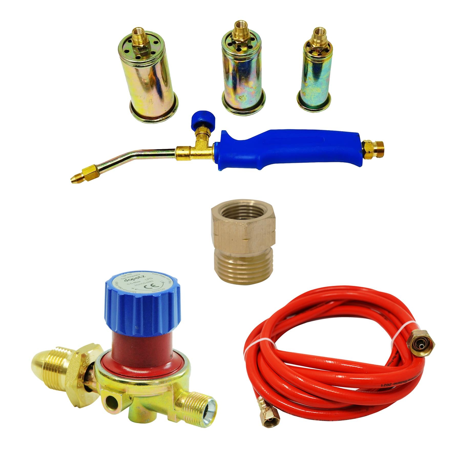 Propane Butane Gas Torch Burner Hose Regulator Blow Roofers Plumbers Kit 5 Metre