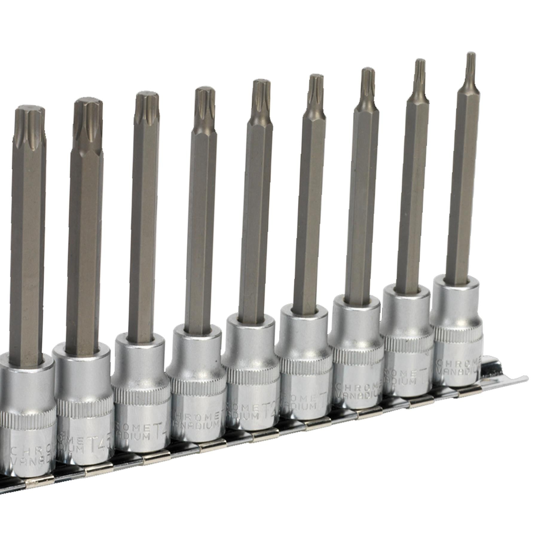 Sealey TRX-Star* Socket Bit Set 10pc 3/8"Sq Drive 100mm