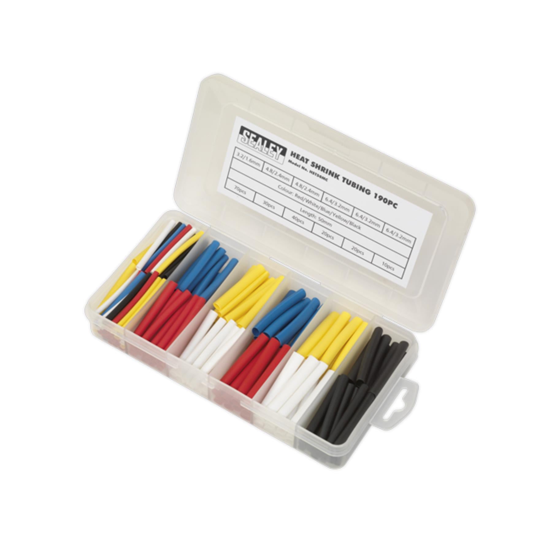 Sealey Heat Shrink Tubing Assortment 180pc 50 & 100mm Mixed Colours