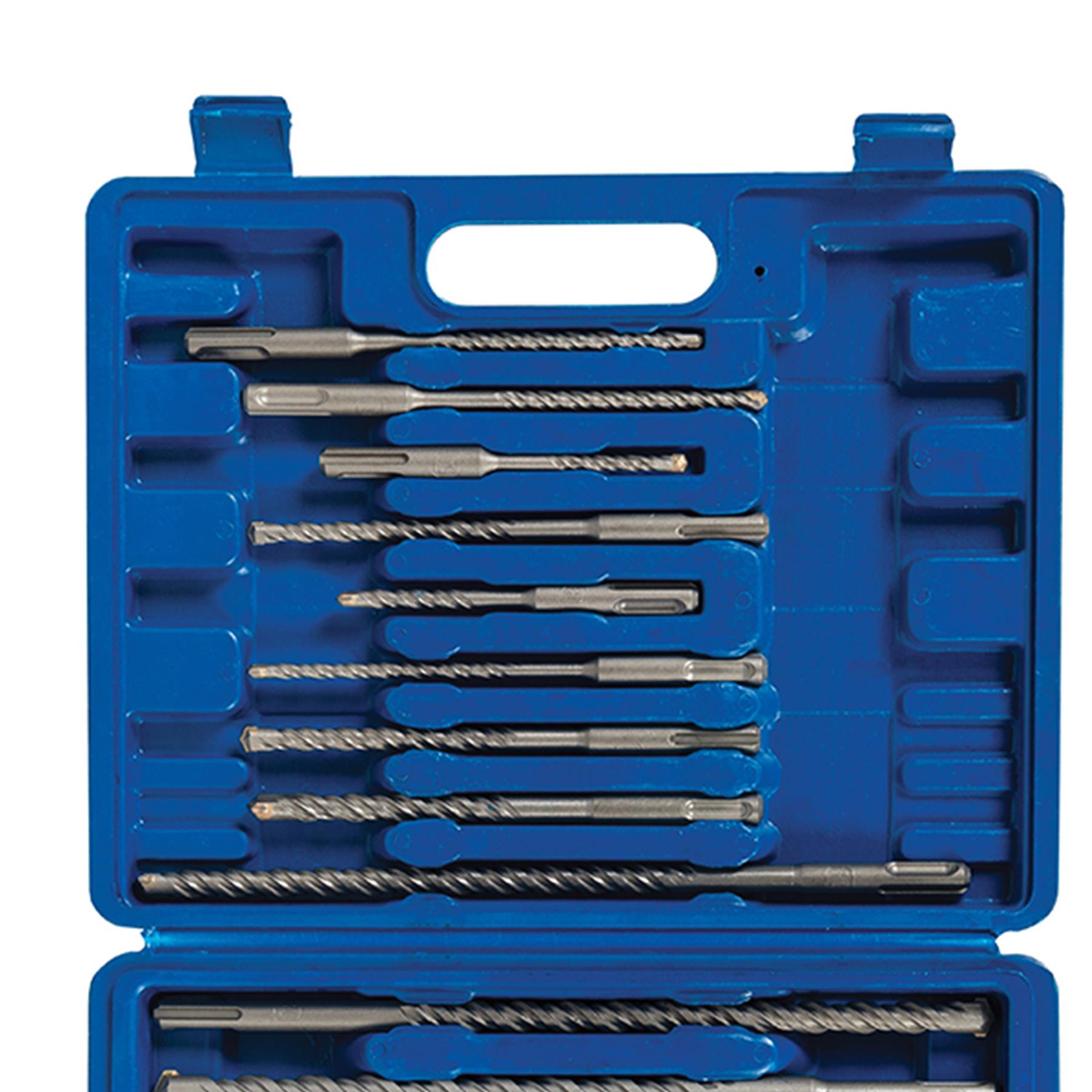 SDS Plus Masonry Drill Chisels Groove Steel Set 15Pce Sturdy Case 3Y Guarantee