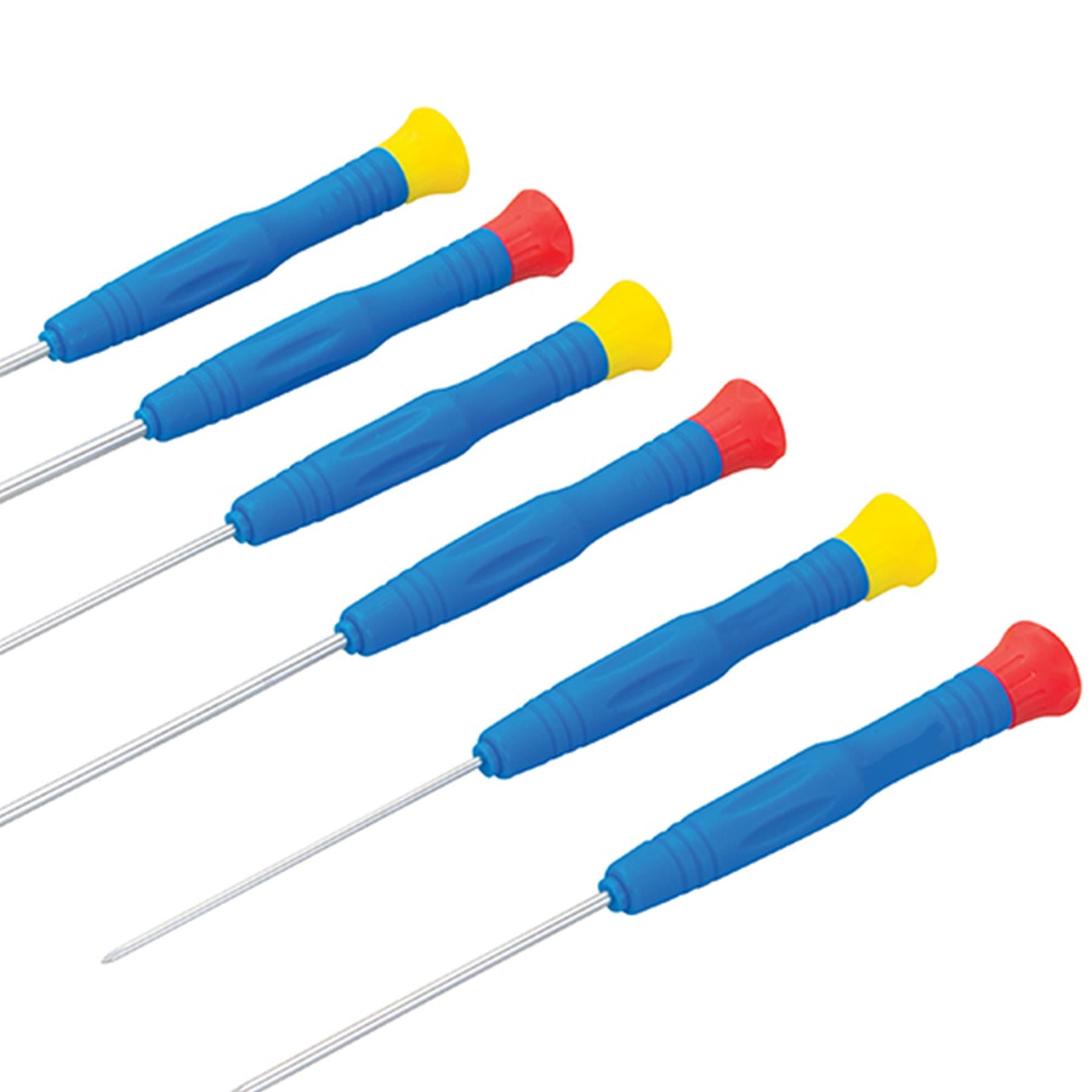 6Pce Extra-Long Precision Screwdriver Set Hardened & Tempered Steel Blades