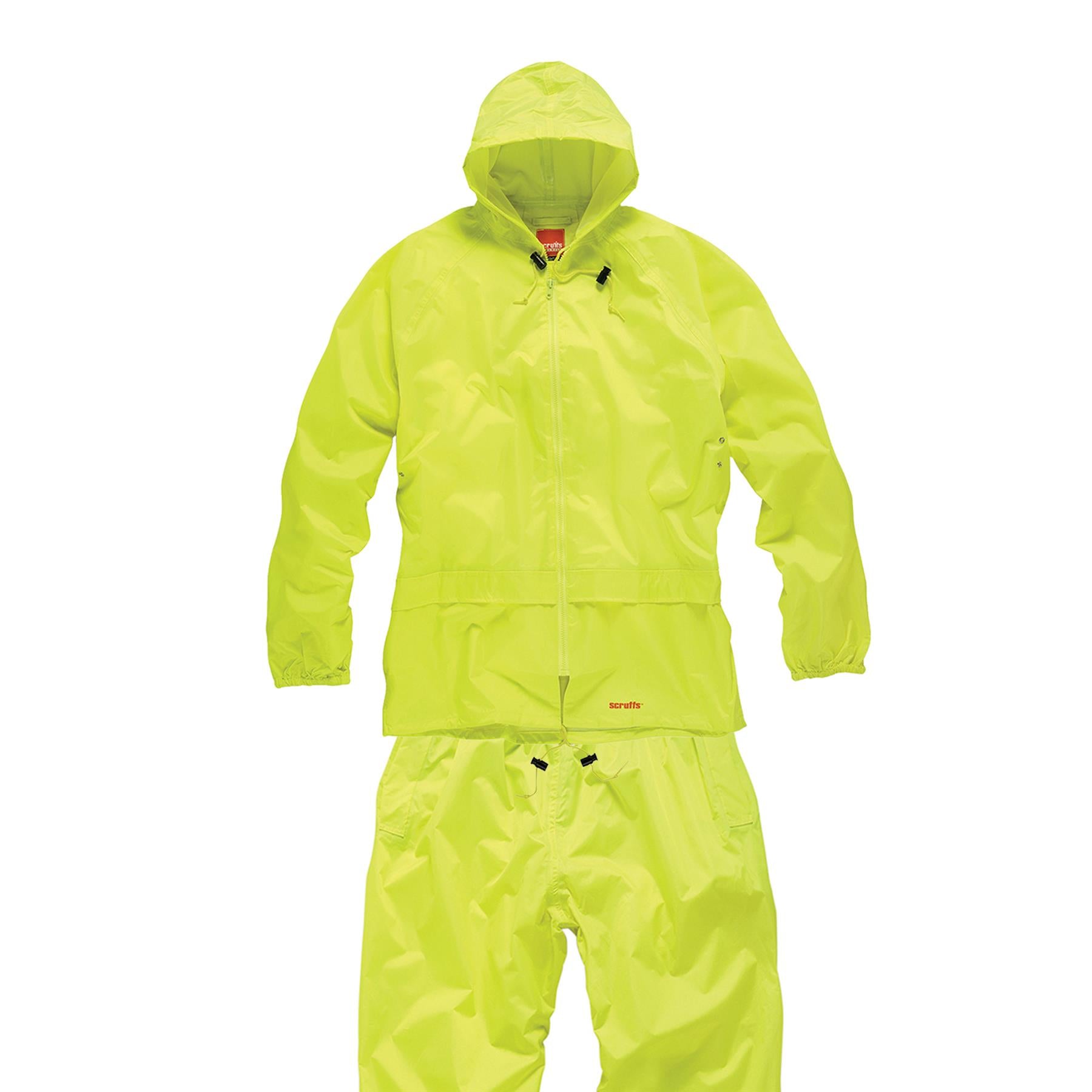 Scruffs Hi Viz High Visibility Waterproof Work Jacket Rain Coat Suit Trouser XL