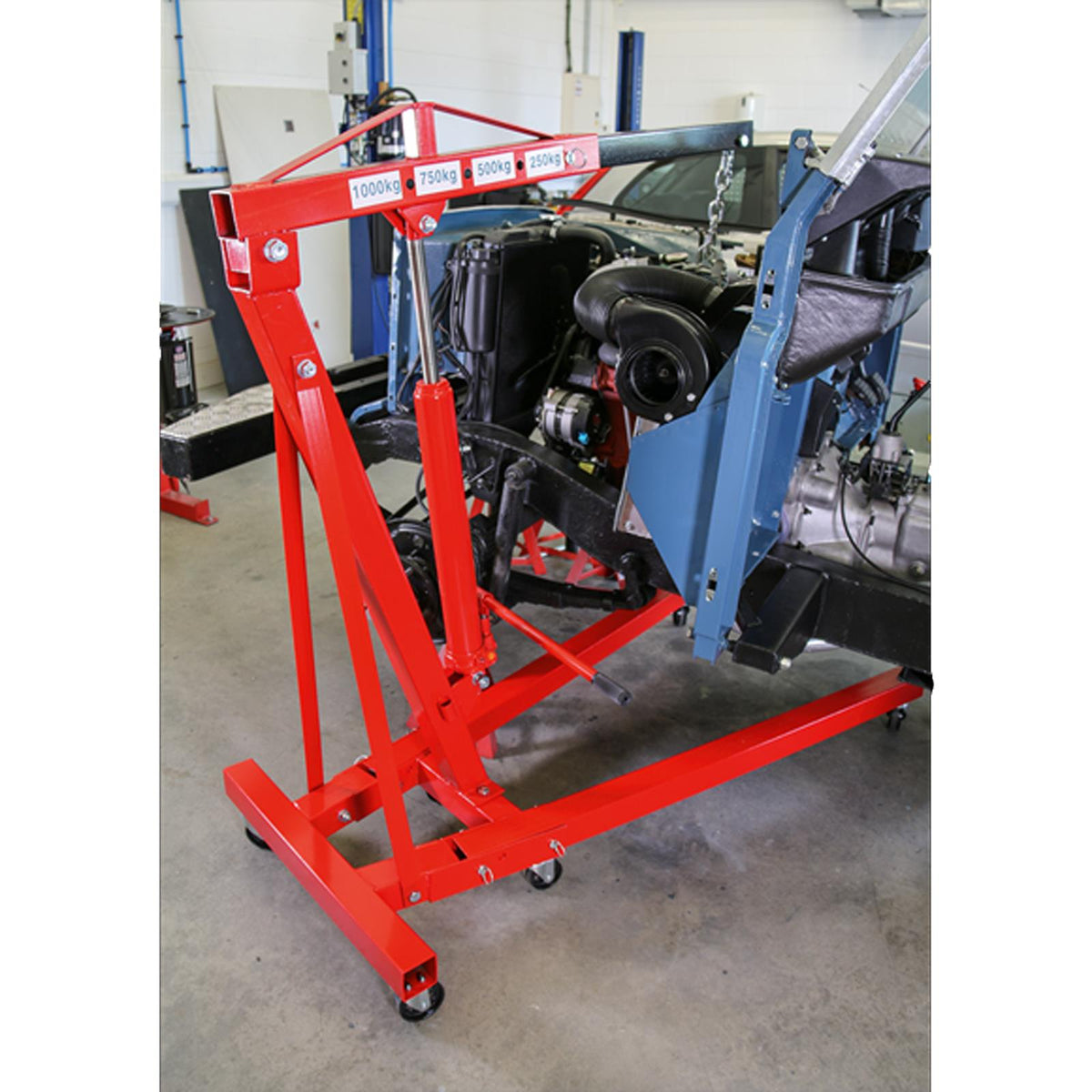 Sealey SC10 Mobile Workshop Folding Crane 1tonne 'KD' Type Long Reach Extendable